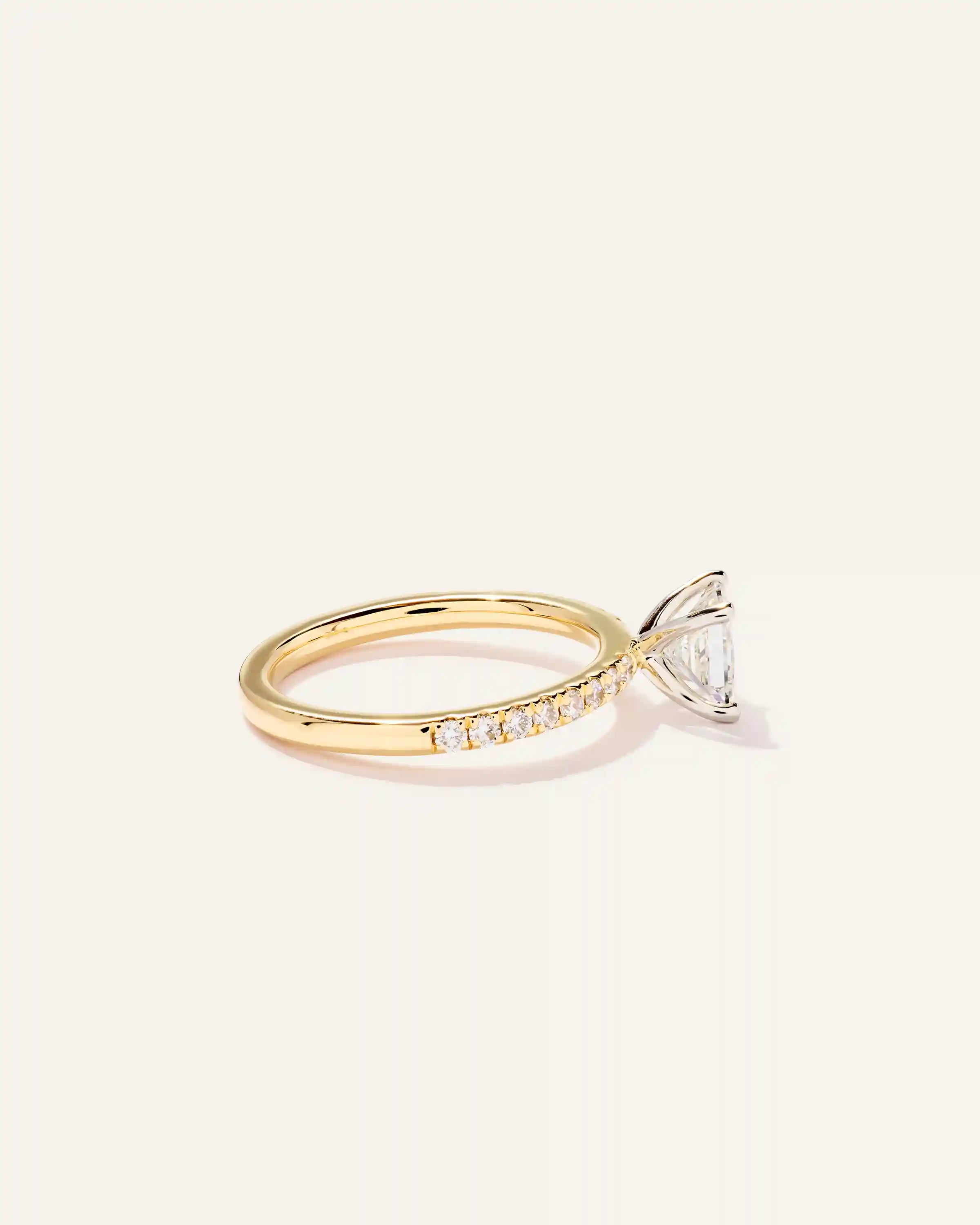Lab Grown Diamond Princess Petite Pave Engagement Ring - 1ct