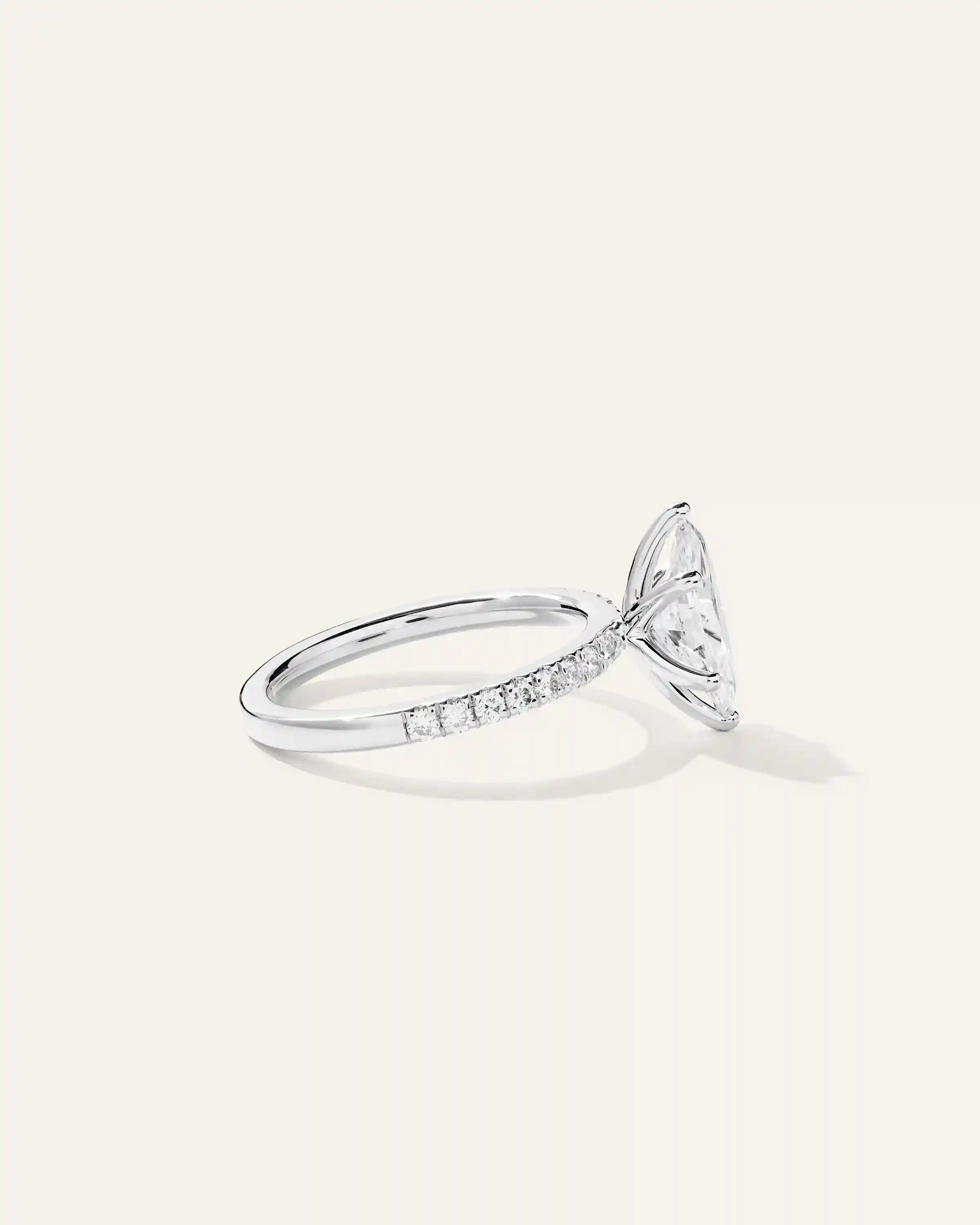 Lab Grown Diamond Marquise Petite Pave Engagement Ring - 1.5ct