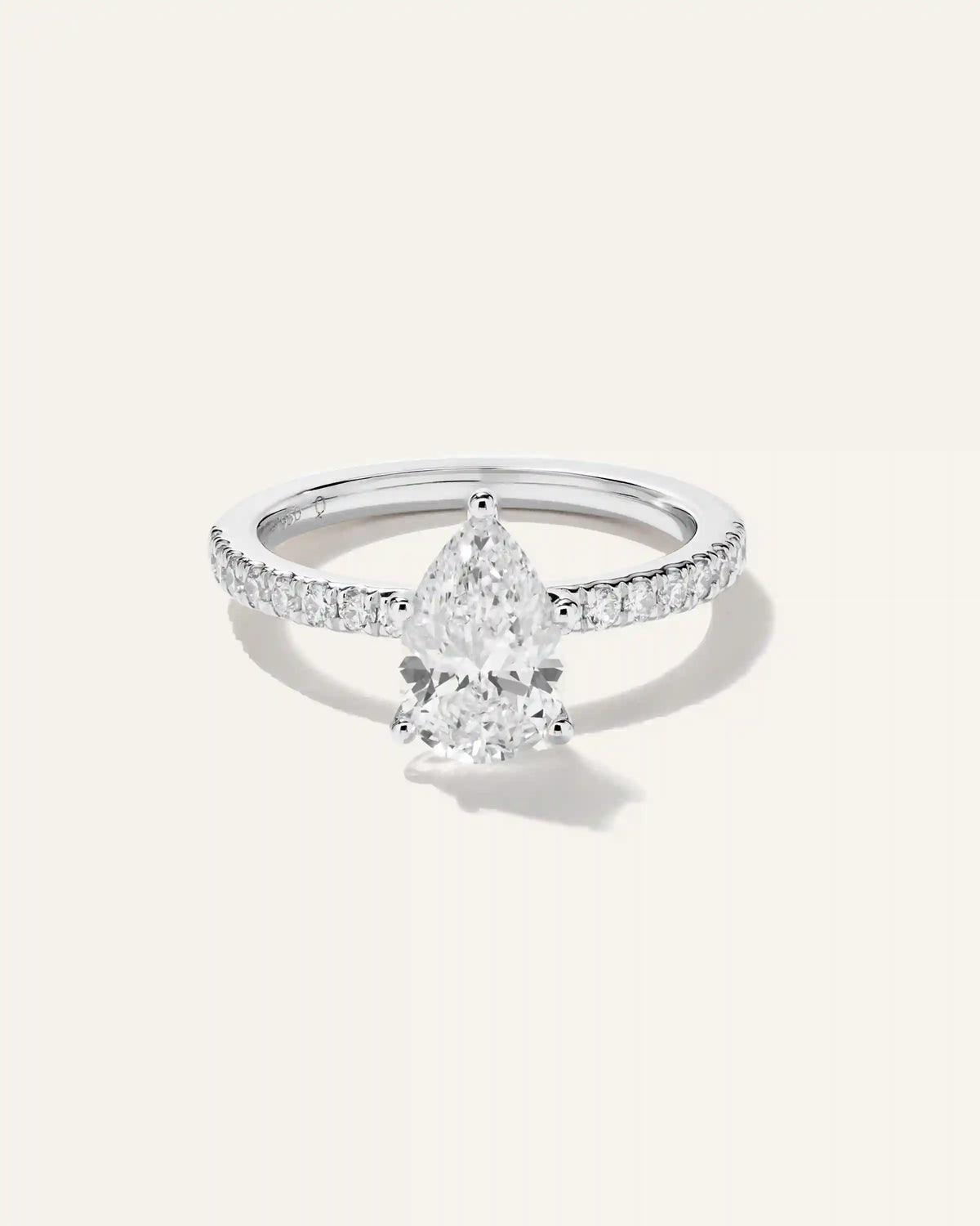 Lab Grown Diamond Pear Petite Pave Engagement Ring - 1.5ct