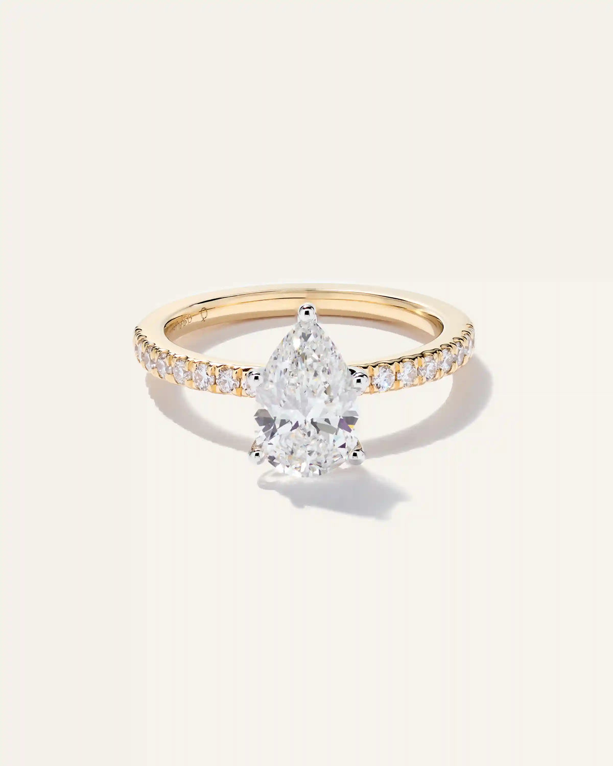 Lab Grown Diamond Pear Petite Pave Engagement Ring - 1.5ct