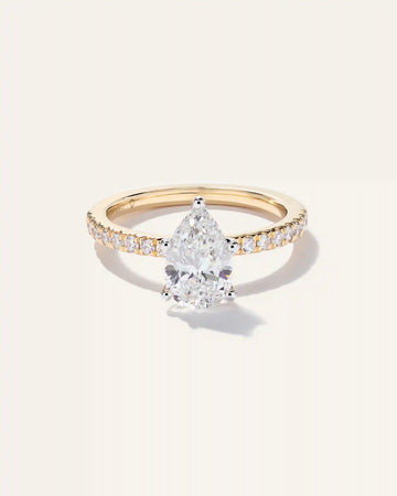Lab Grown Diamond Pear Petite Pave Engagement Ring - 1.5ct