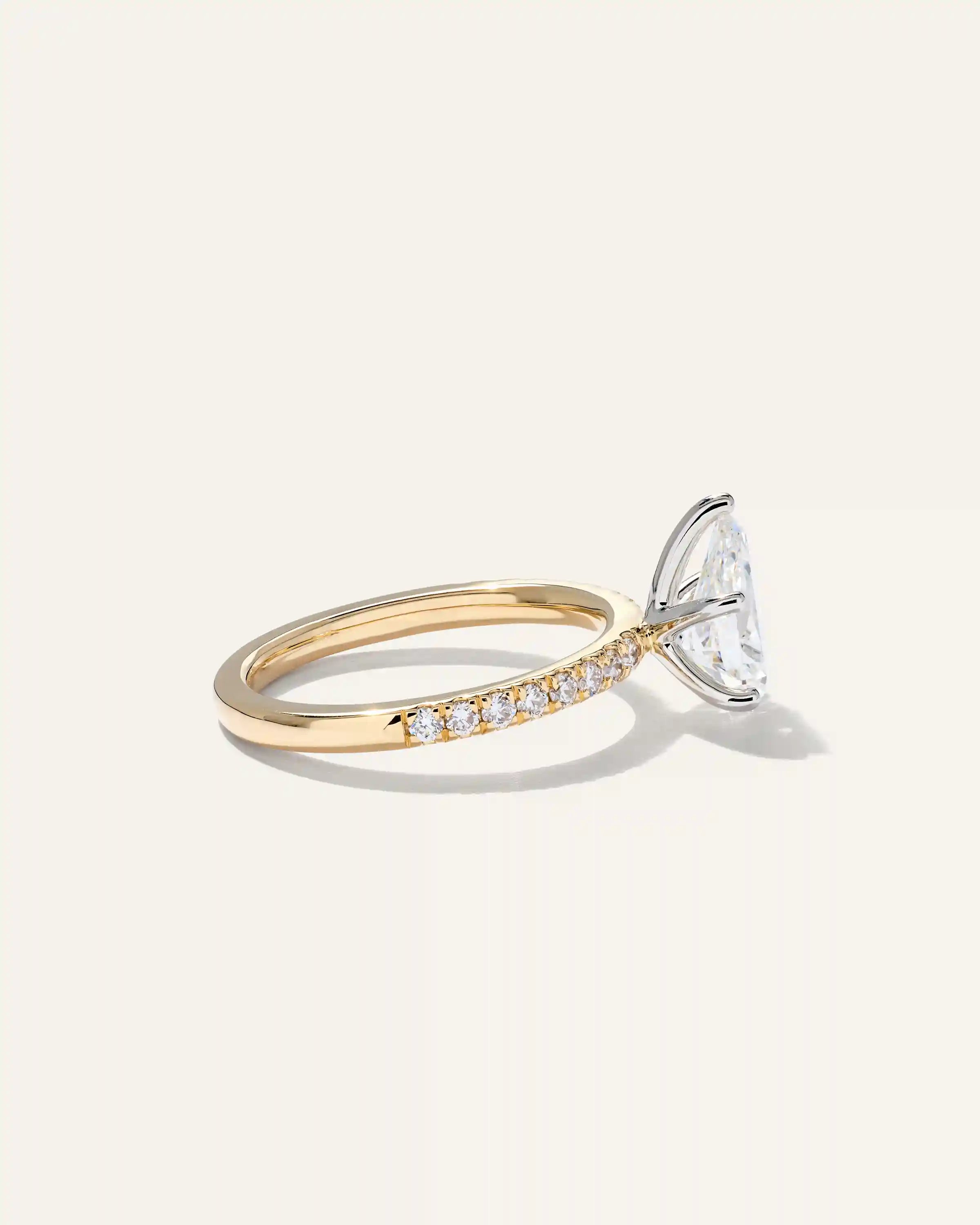 Lab Grown Diamond Pear Petite Pave Engagement Ring - 1.5ct