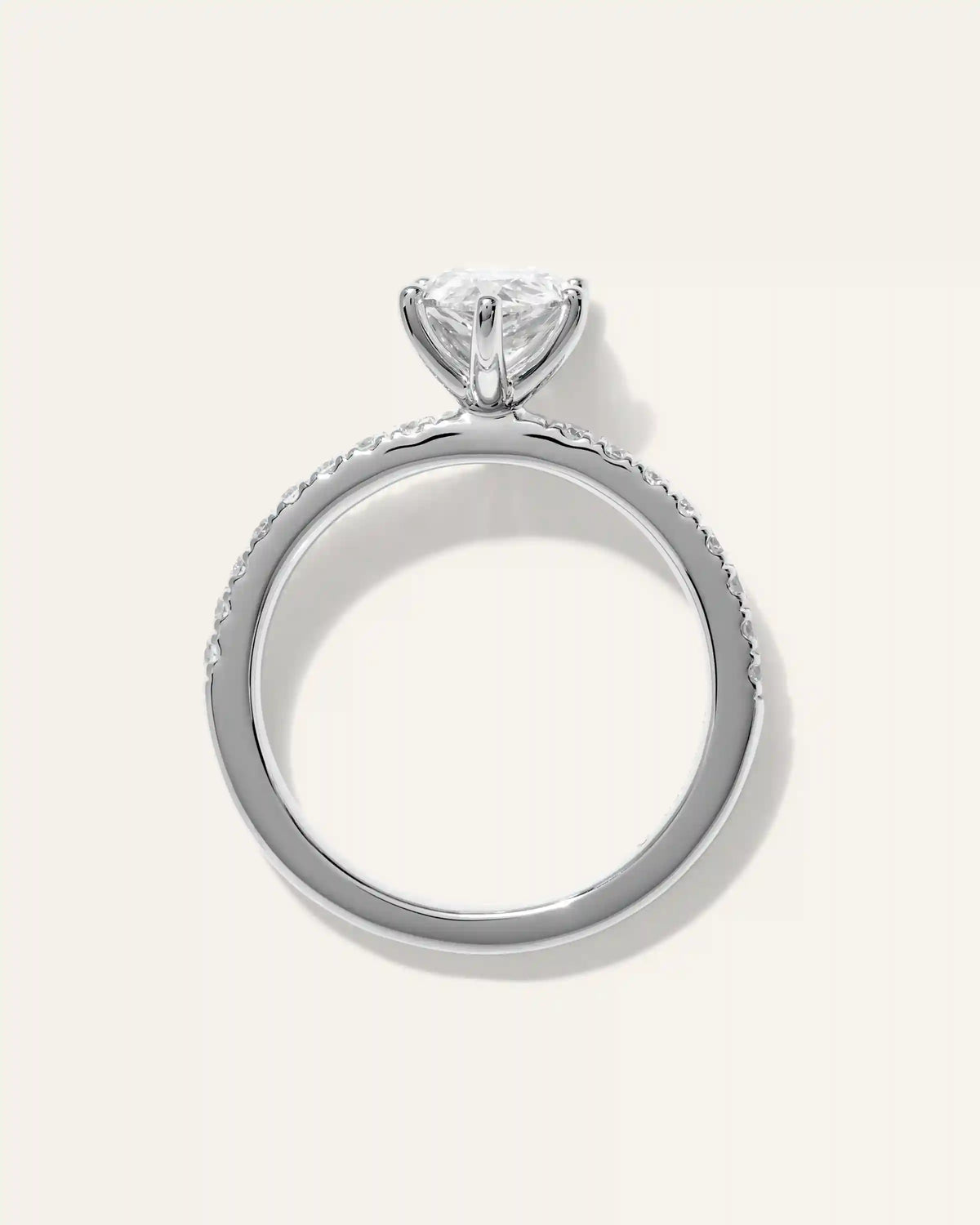 Lab Grown Diamond Pear Petite Pave Engagement Ring - 1.5ct