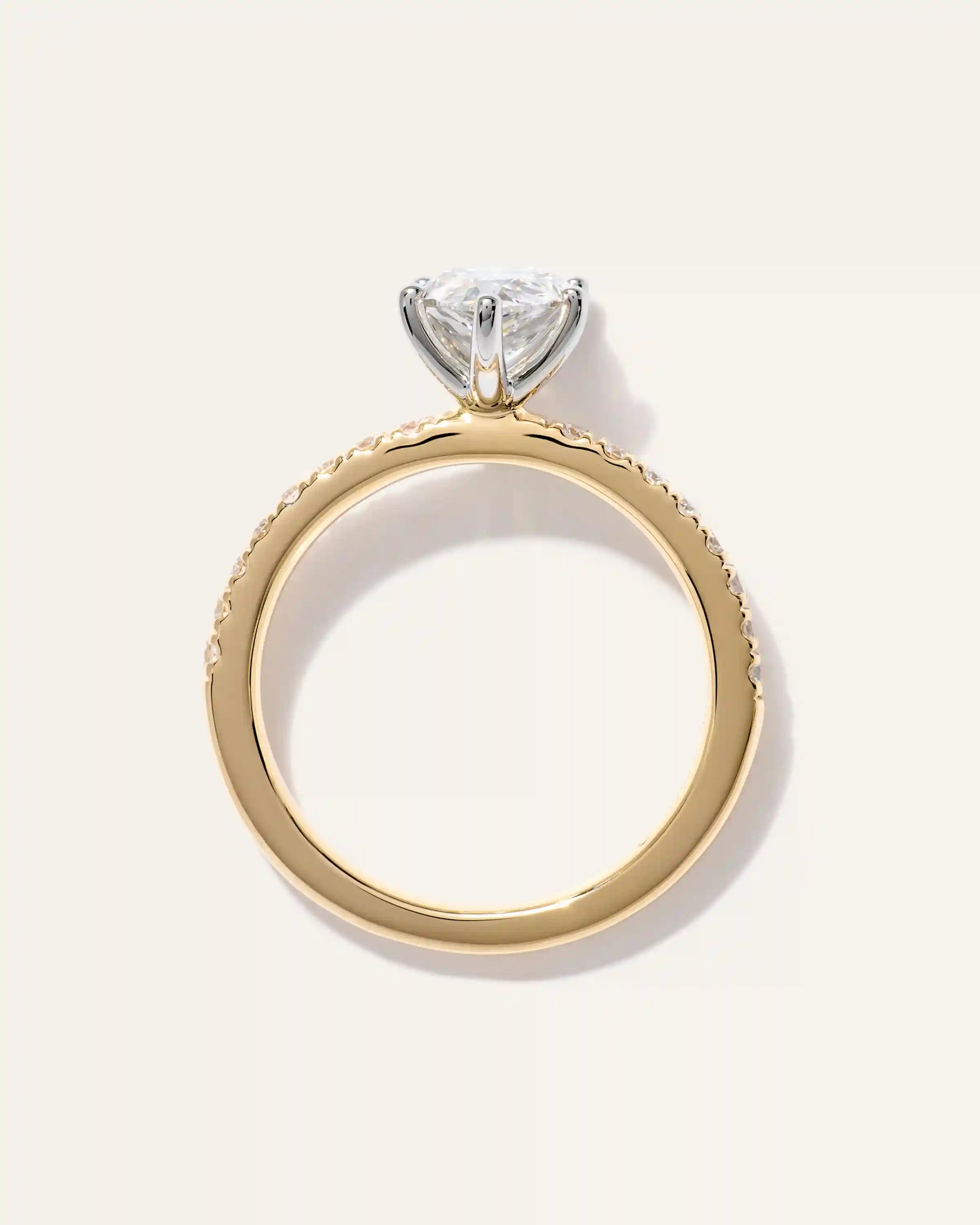 Lab Grown Diamond Pear Petite Pave Engagement Ring - 1.5ct