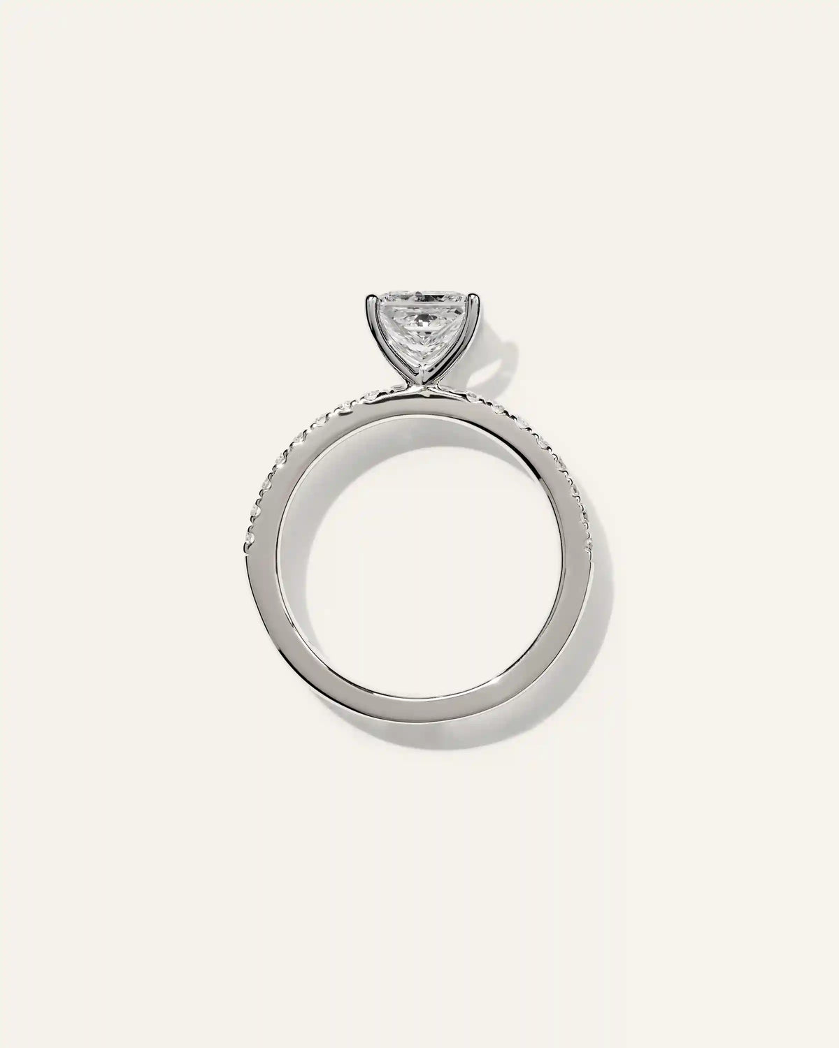Lab Grown Diamond Princess Petite Pave Engagement Ring - 1.5ct