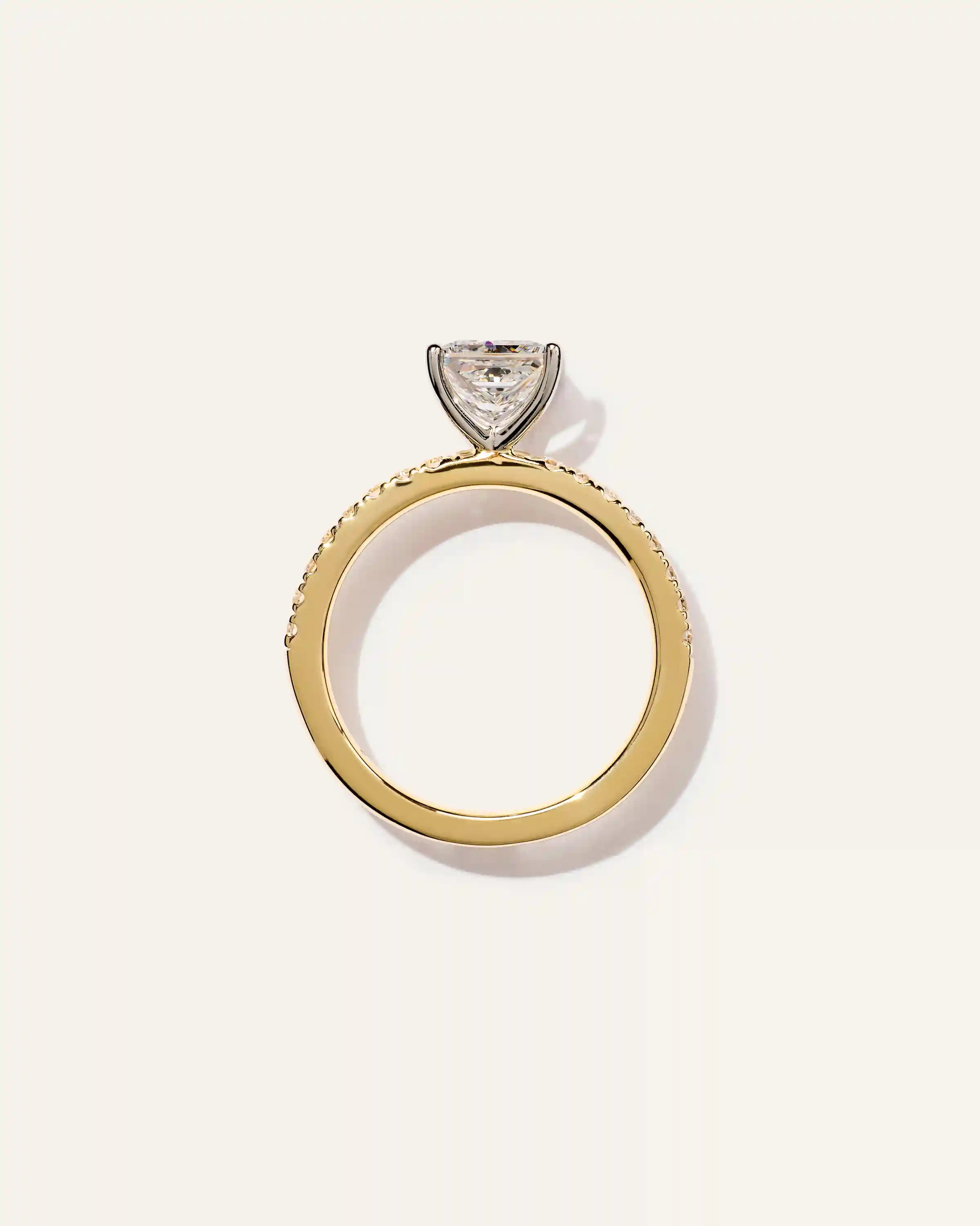 Lab Grown Diamond Princess Petite Pave Engagement Ring - 1.5ct