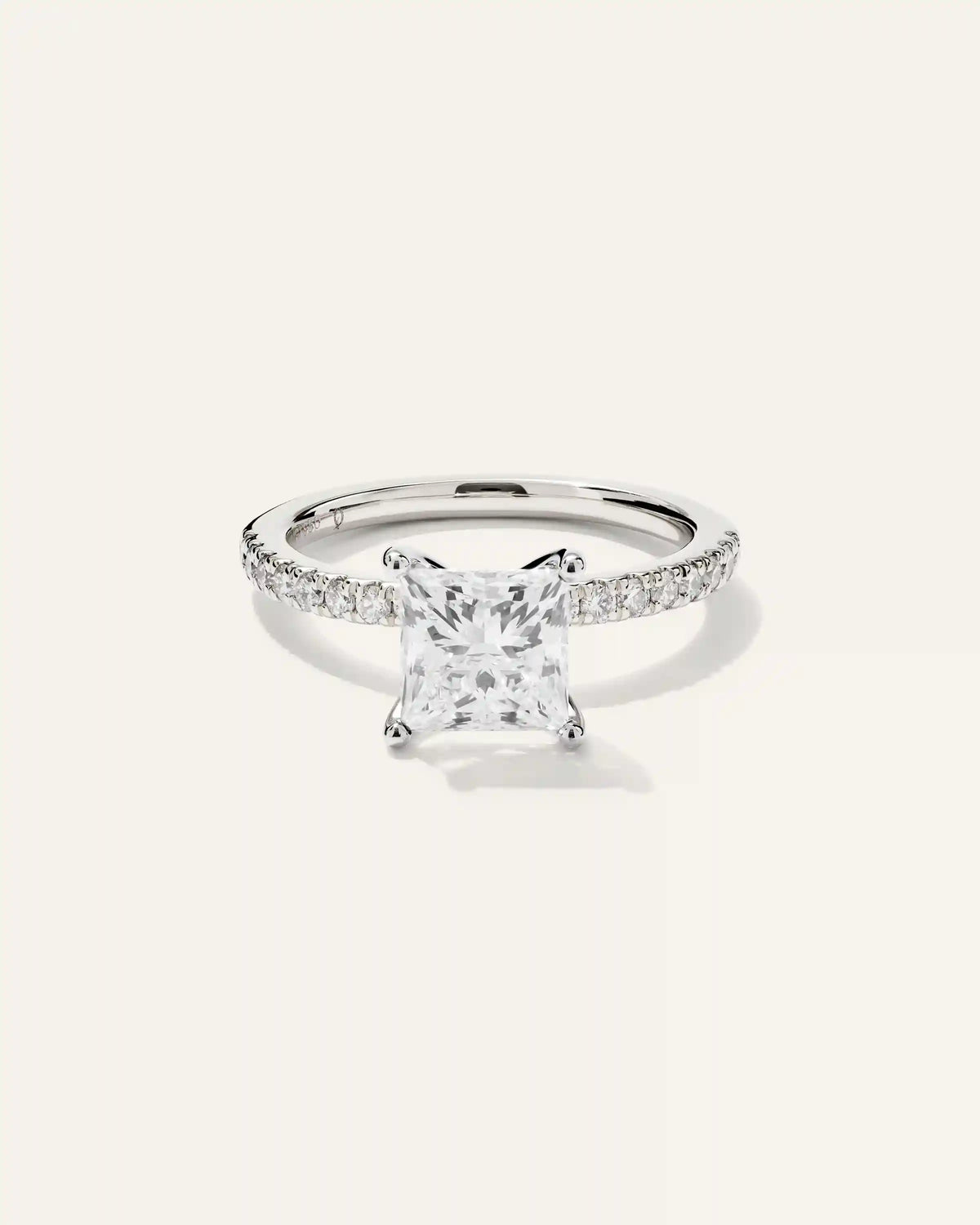 Lab Grown Diamond Princess Petite Pave Engagement Ring - 1.5ct