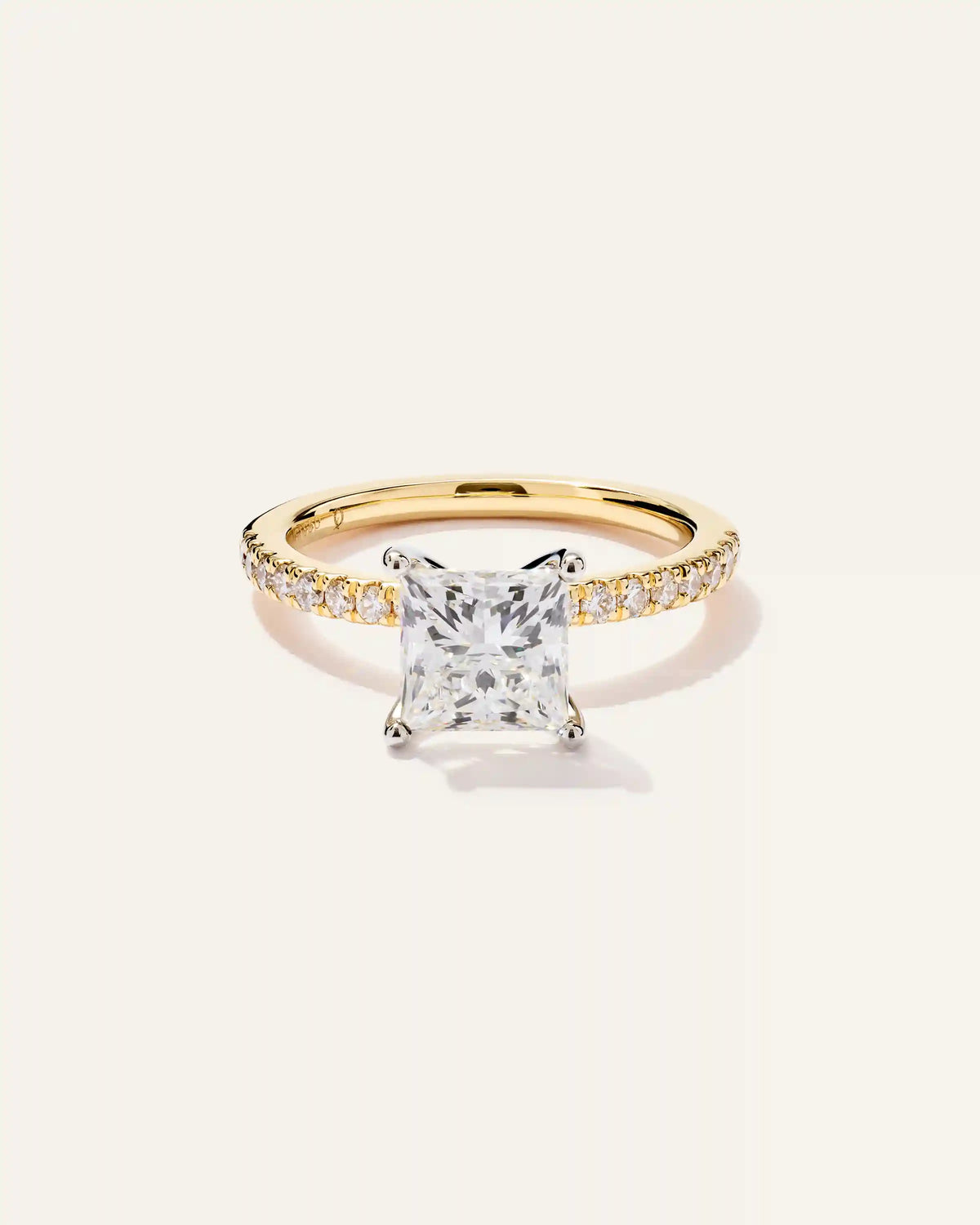 Lab Grown Diamond Princess Petite Pave Engagement Ring - 1.5ct