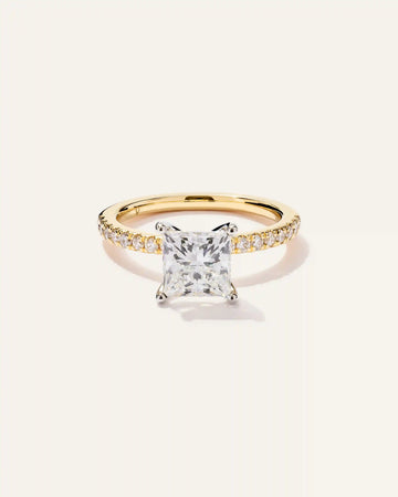 Lab Grown Diamond Princess Petite Pave Engagement Ring - 1.5ct