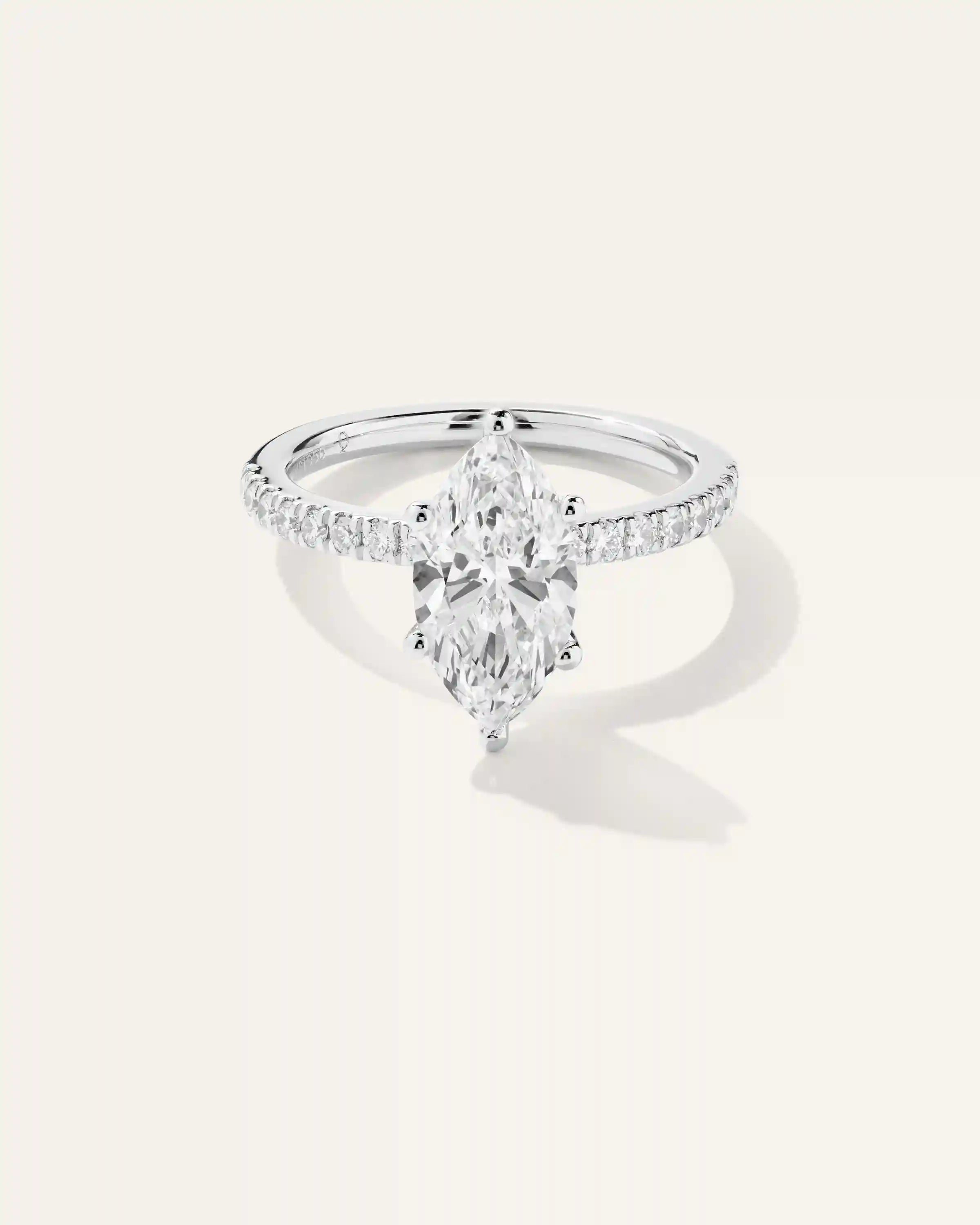 Lab Grown Diamond Marquise Petite Pave Engagement Ring - 2ct