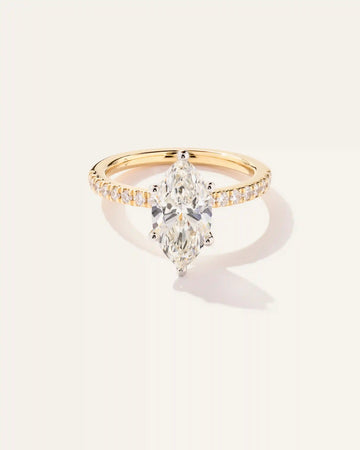 Lab Grown Diamond Marquise Petite Pave Engagement Ring - 2ct