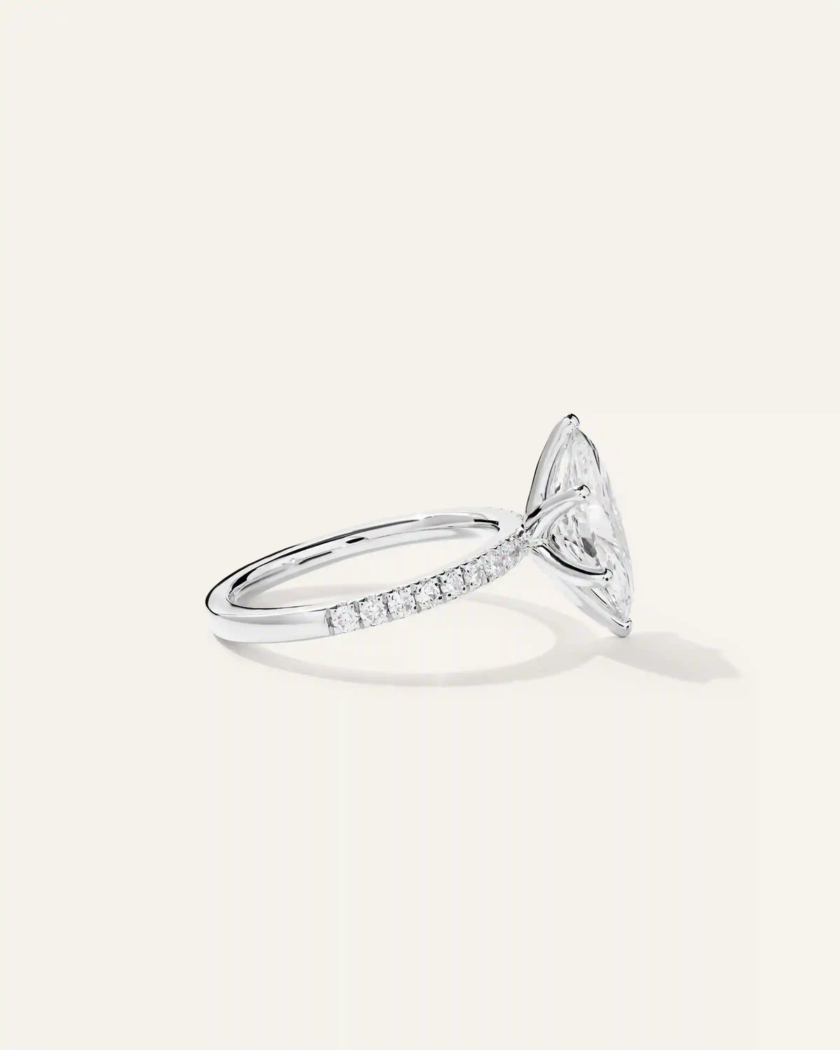Lab Grown Diamond Marquise Petite Pave Engagement Ring - 2ct