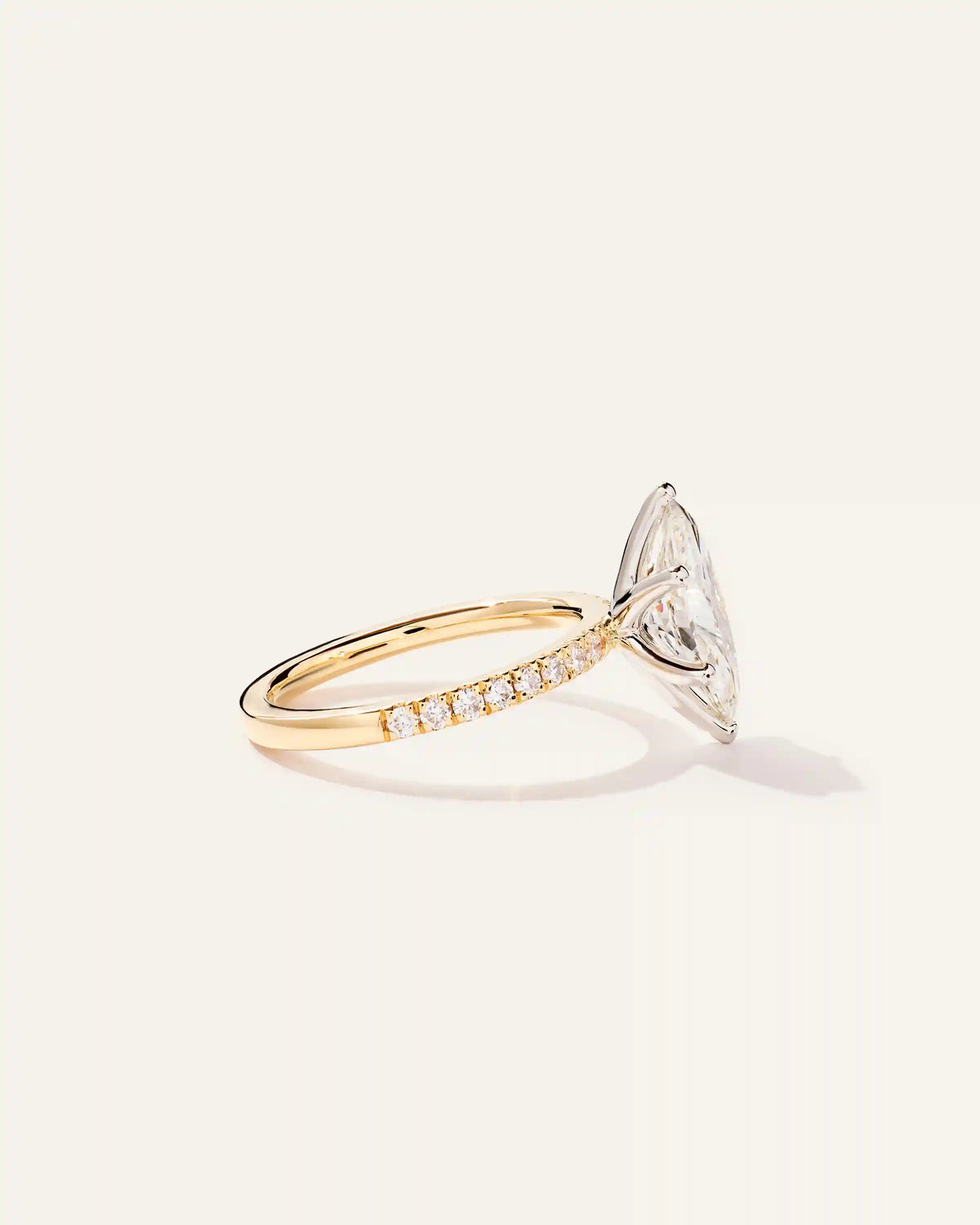 Lab Grown Diamond Marquise Petite Pave Engagement Ring - 2ct