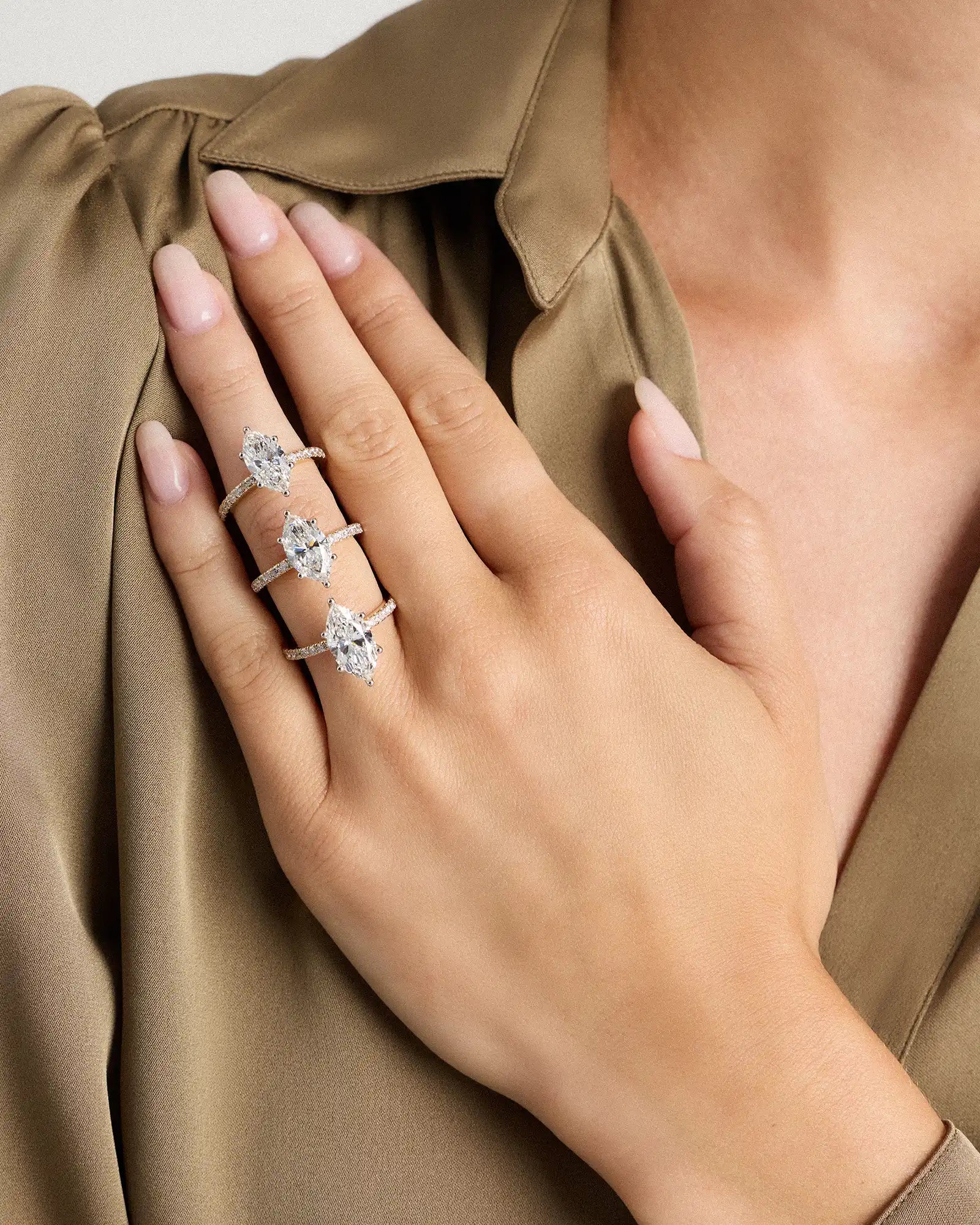 Lab Grown Diamond Marquise Petite Pave Engagement Ring - 2.5ct