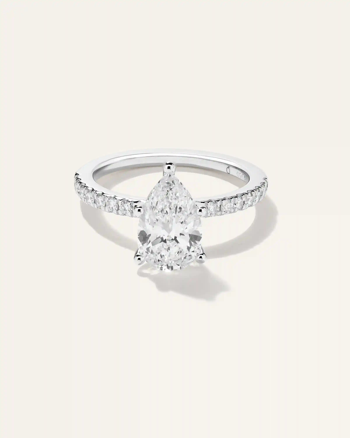 Lab Grown Diamond Pear Petite Pave Engagement Ring - 2ct