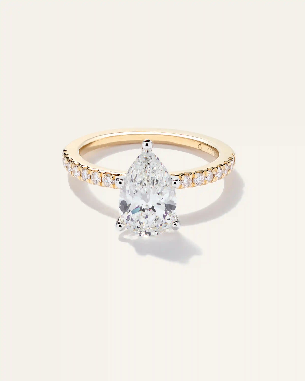 Lab Grown Diamond Pear Petite Pave Engagement Ring - 2ct