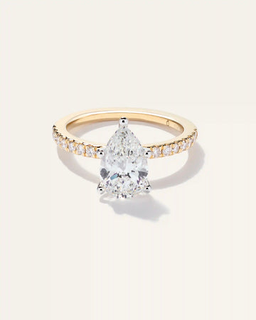 Lab Grown Diamond Pear Petite Pave Engagement Ring - 2ct