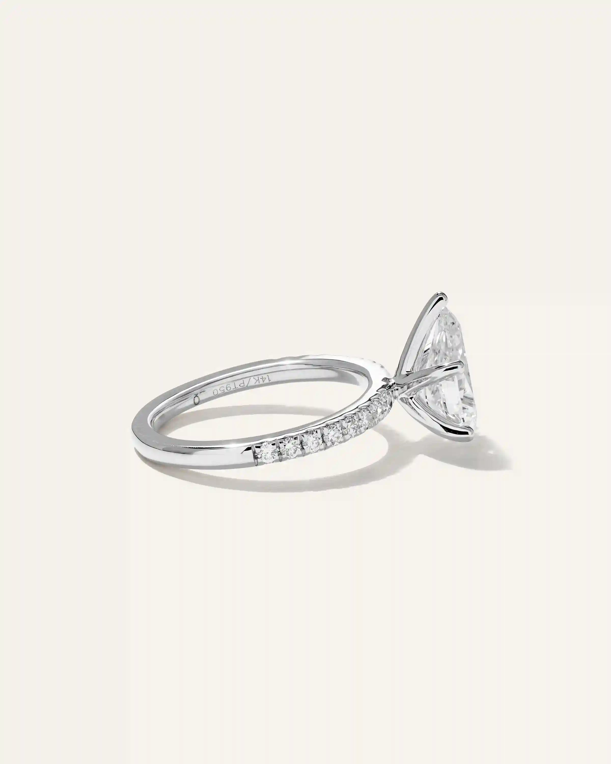 Lab Grown Diamond Pear Petite Pave Engagement Ring - 2ct