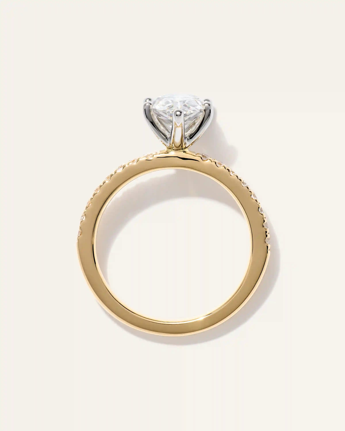 Lab Grown Diamond Pear Petite Pave Engagement Ring - 2ct