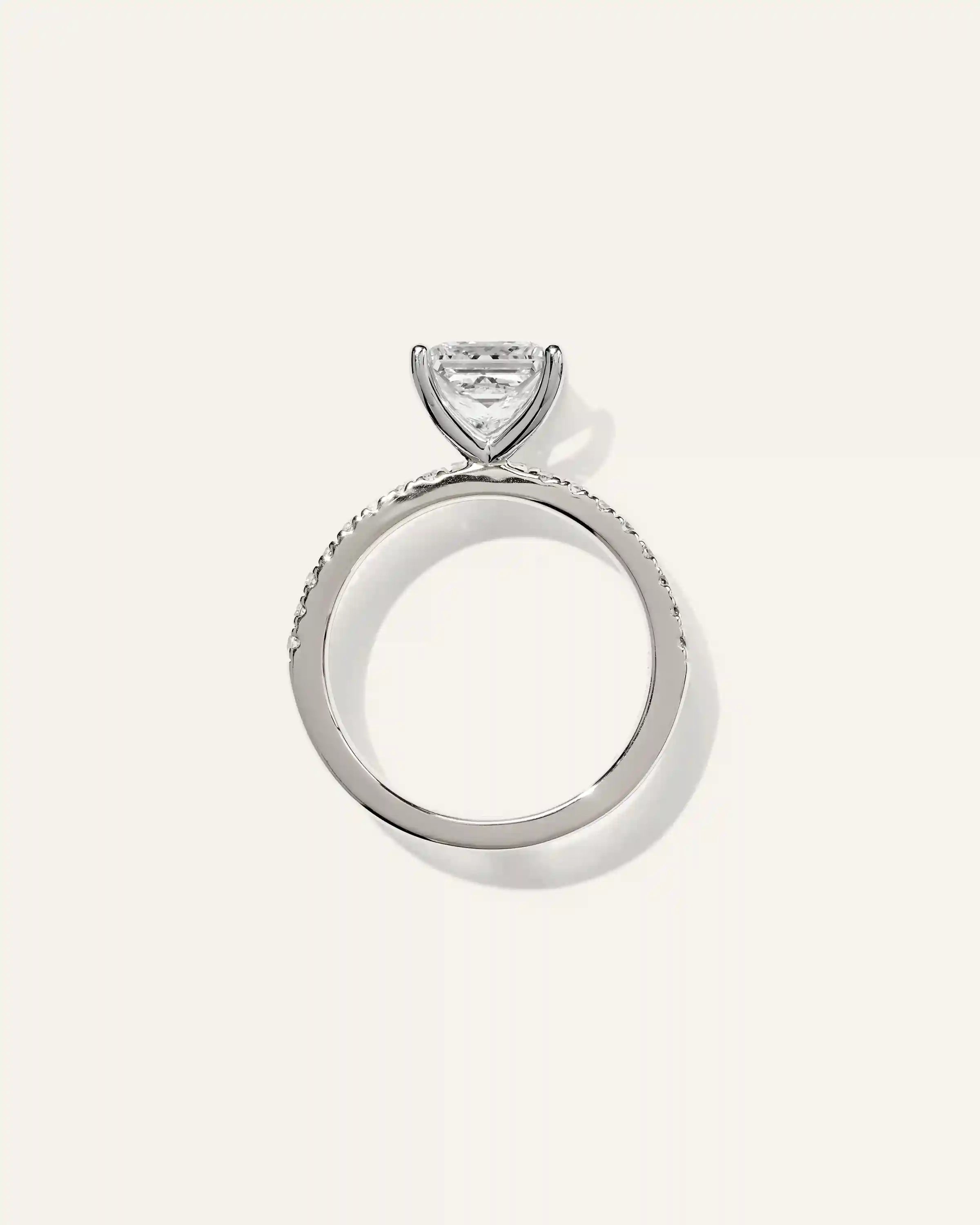 Lab Grown Diamond Princess Petite Pave Engagement Ring - 2ct