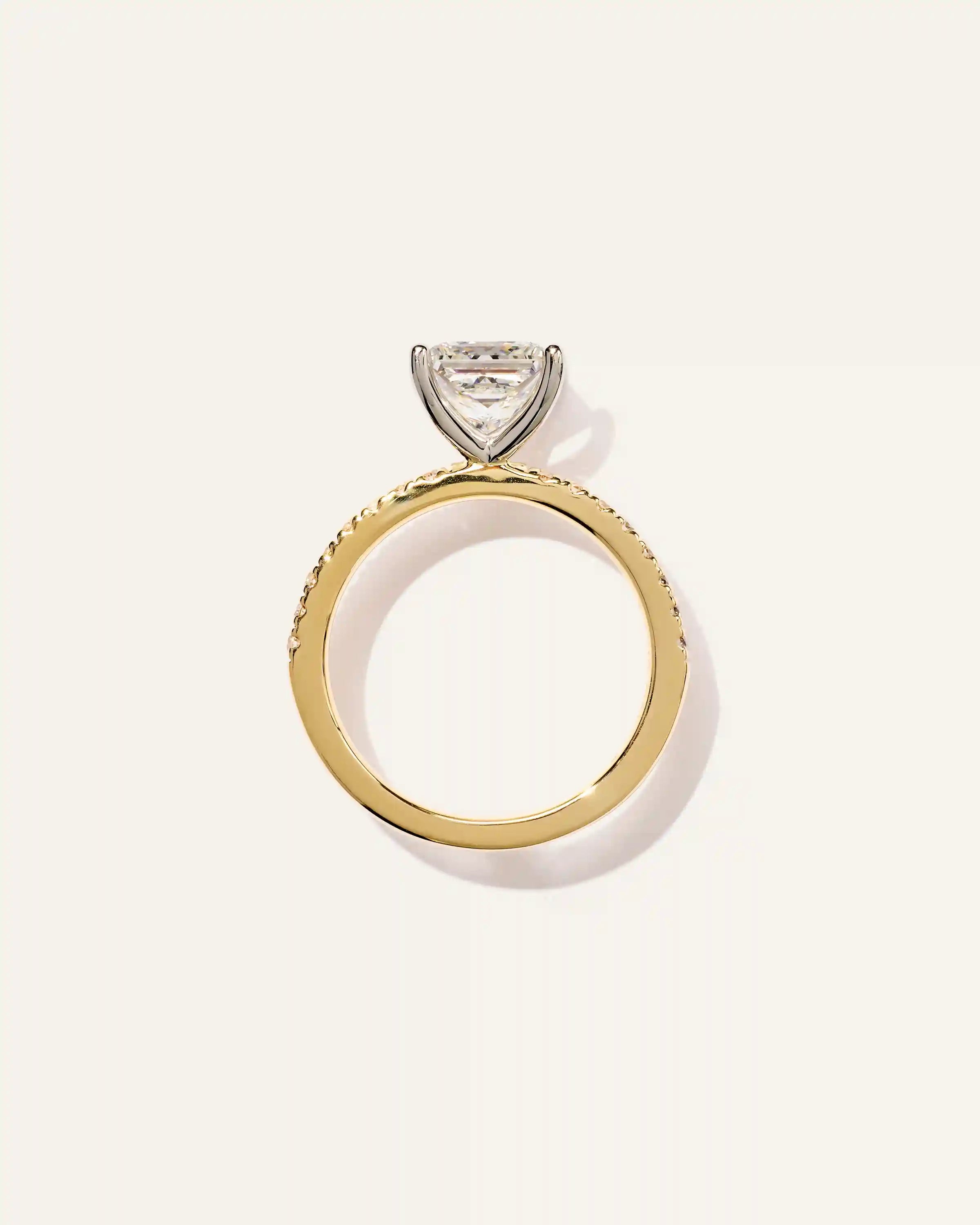 Lab Grown Diamond Princess Petite Pave Engagement Ring - 2ct