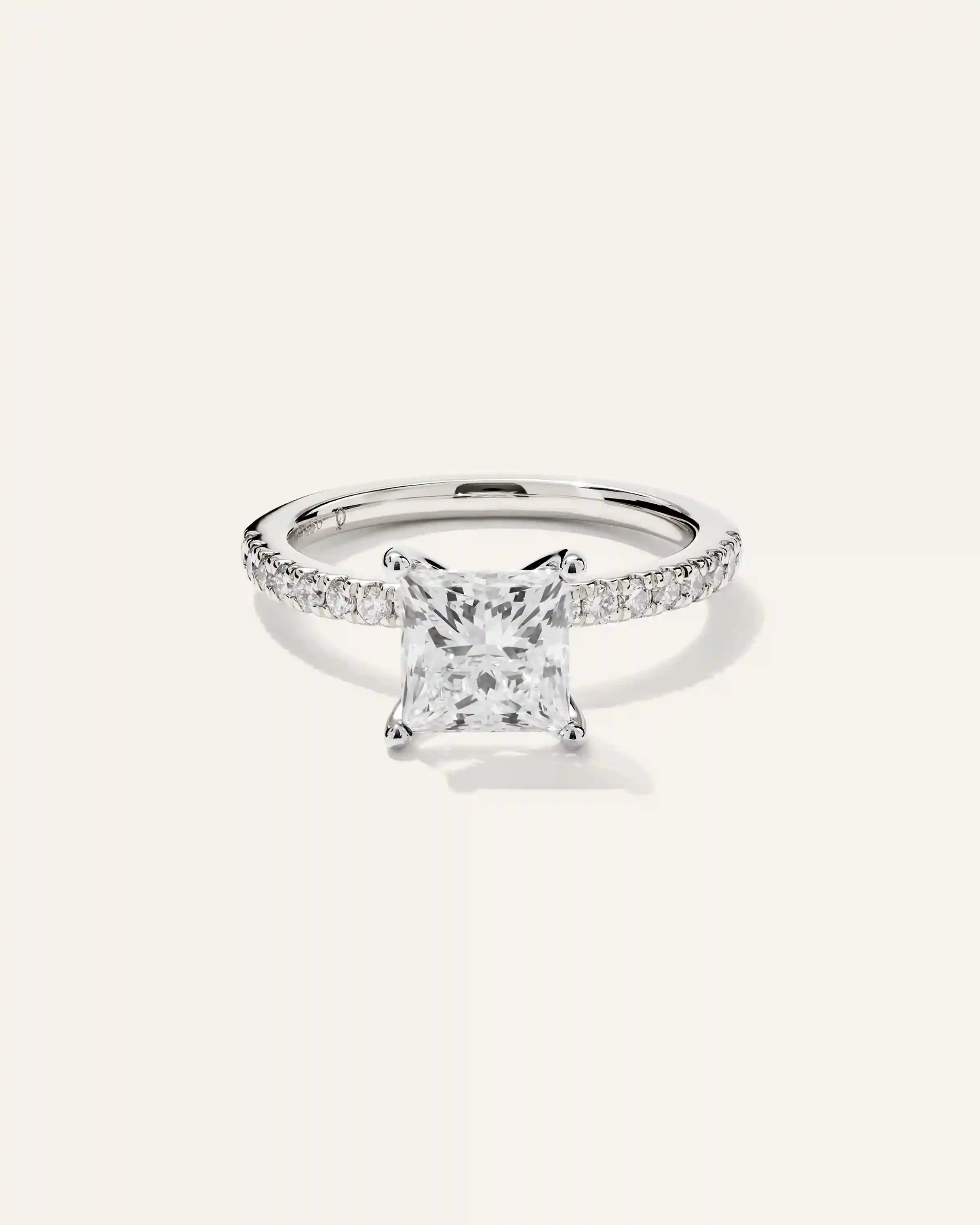 Lab Grown Diamond Princess Petite Pave Engagement Ring - 2ct
