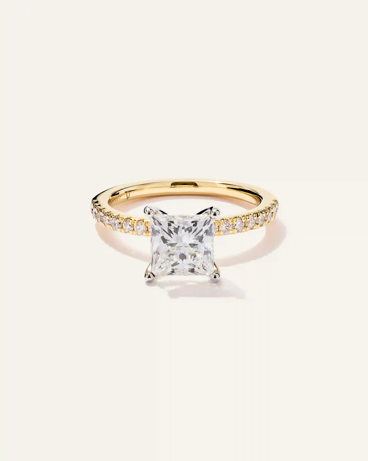 Lab Grown Diamond Princess Petite Pave Engagement Ring - 2ct