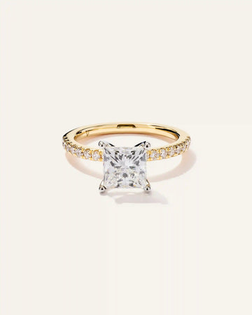 Lab Grown Diamond Princess Petite Pave Engagement Ring - 2ct