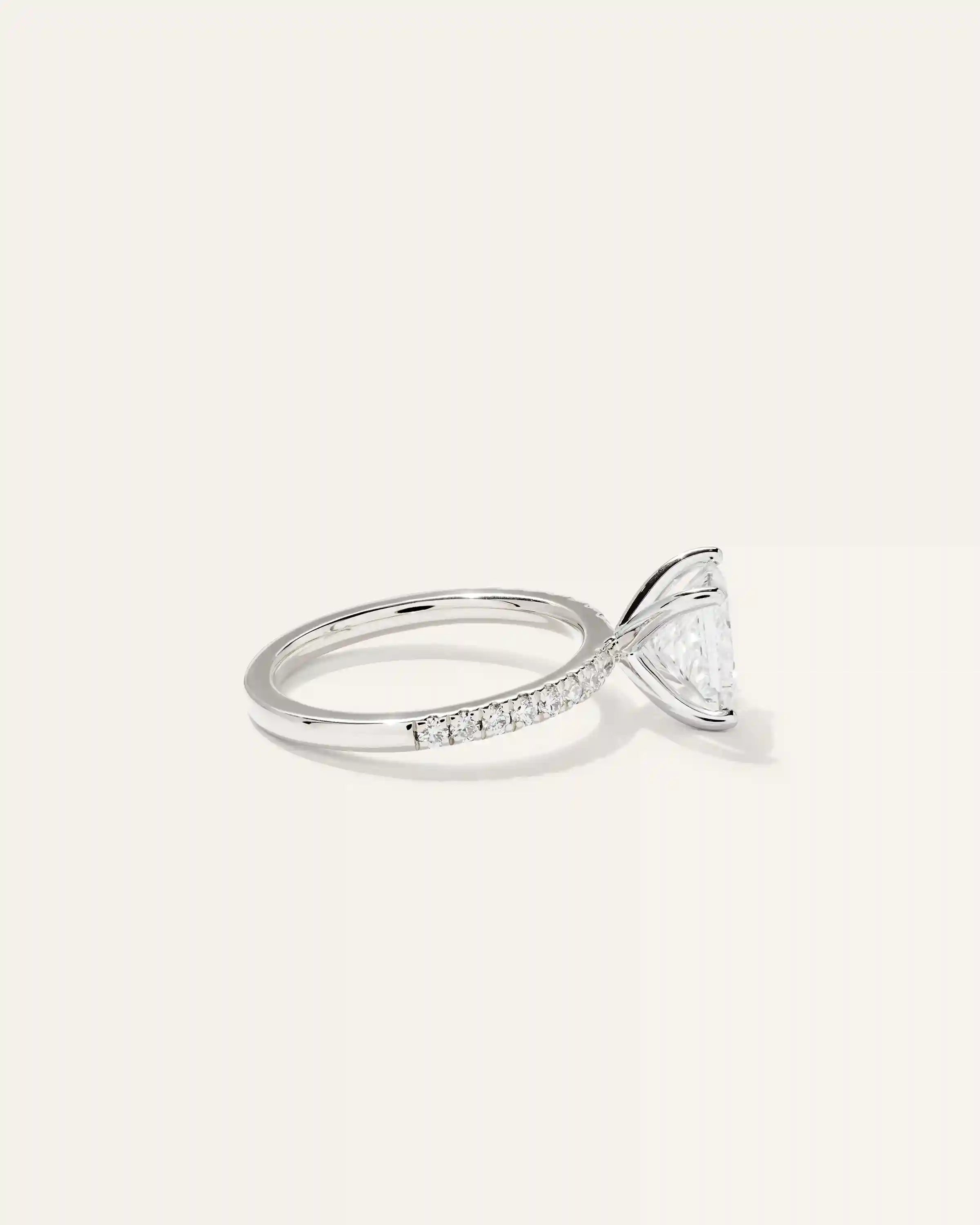 Lab Grown Diamond Princess Petite Pave Engagement Ring - 2ct