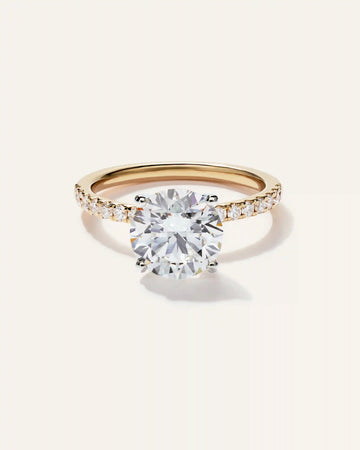 Lab Grown Diamond Round Petite Pave Engagement Ring - 2.5ct