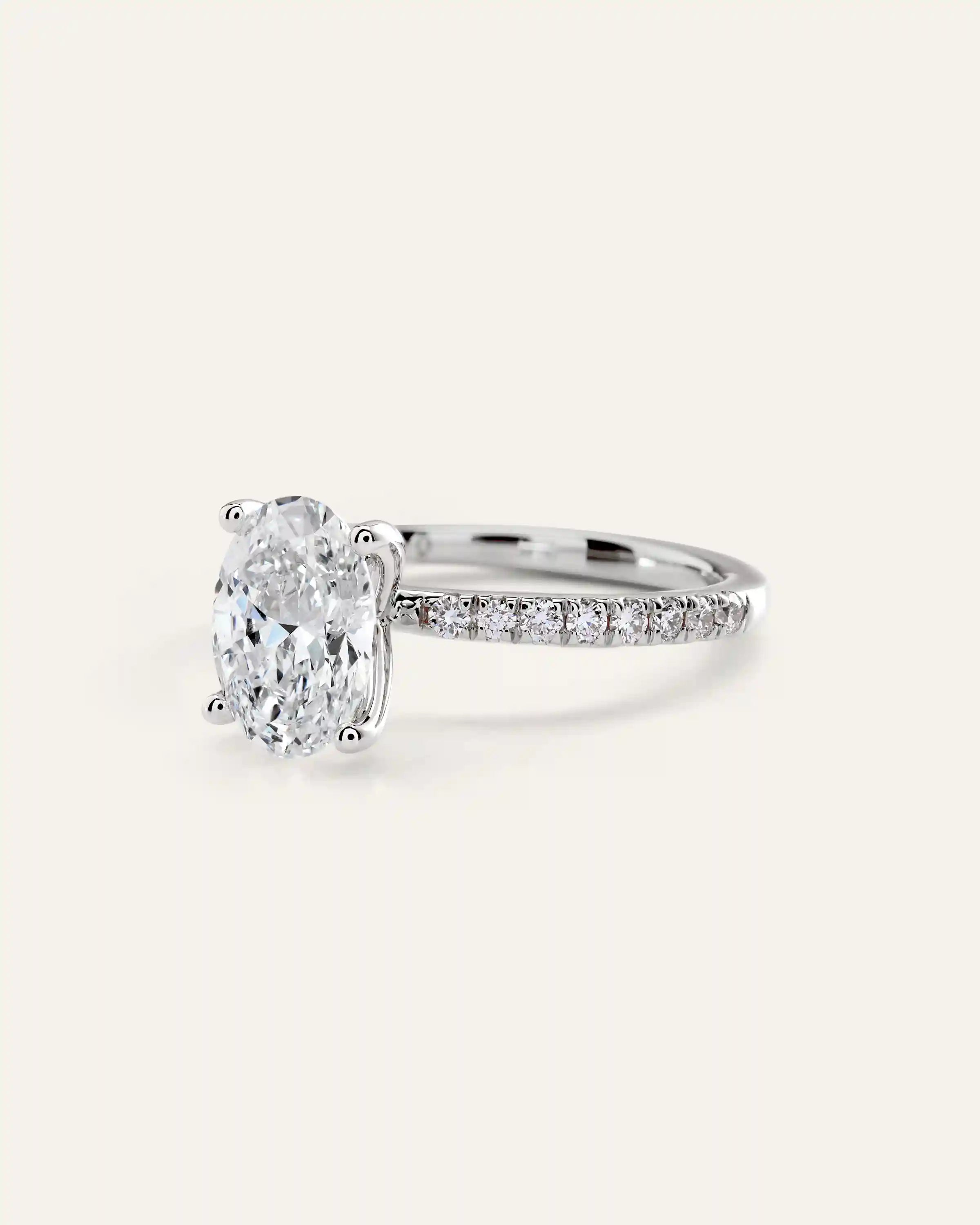 Lab Grown Diamond Oval Petite Pave Engagement Ring - 2.5ct