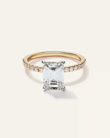 Lab Grown Diamond Emerald Petite Pave Engagement Ring - 2.5ct