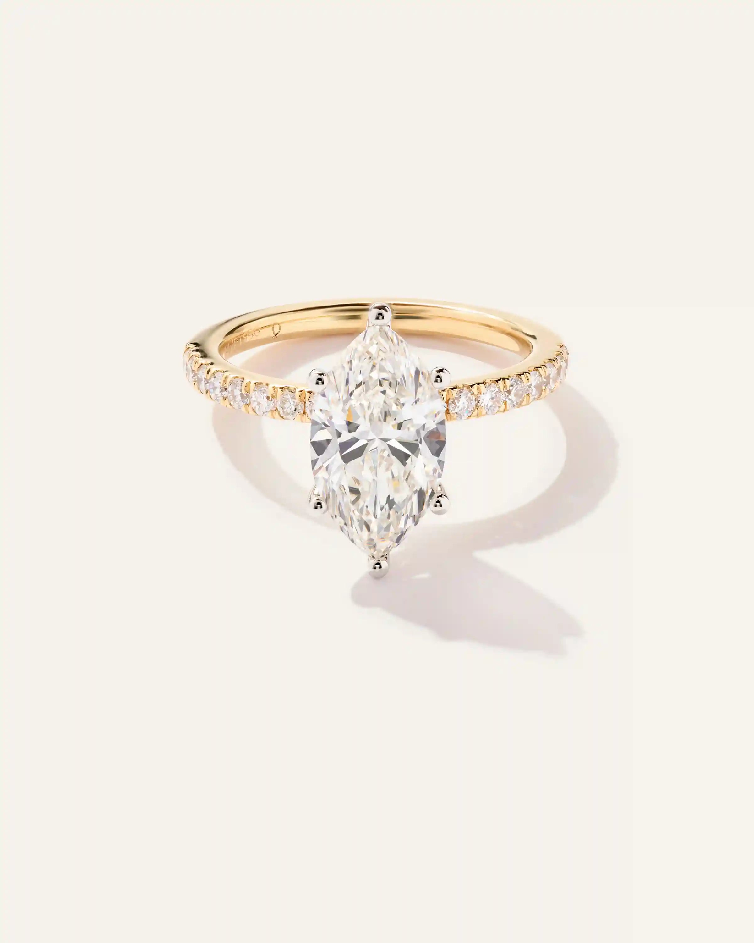 Lab Grown Diamond Marquise Petite Pave Engagement Ring - 2.5ct