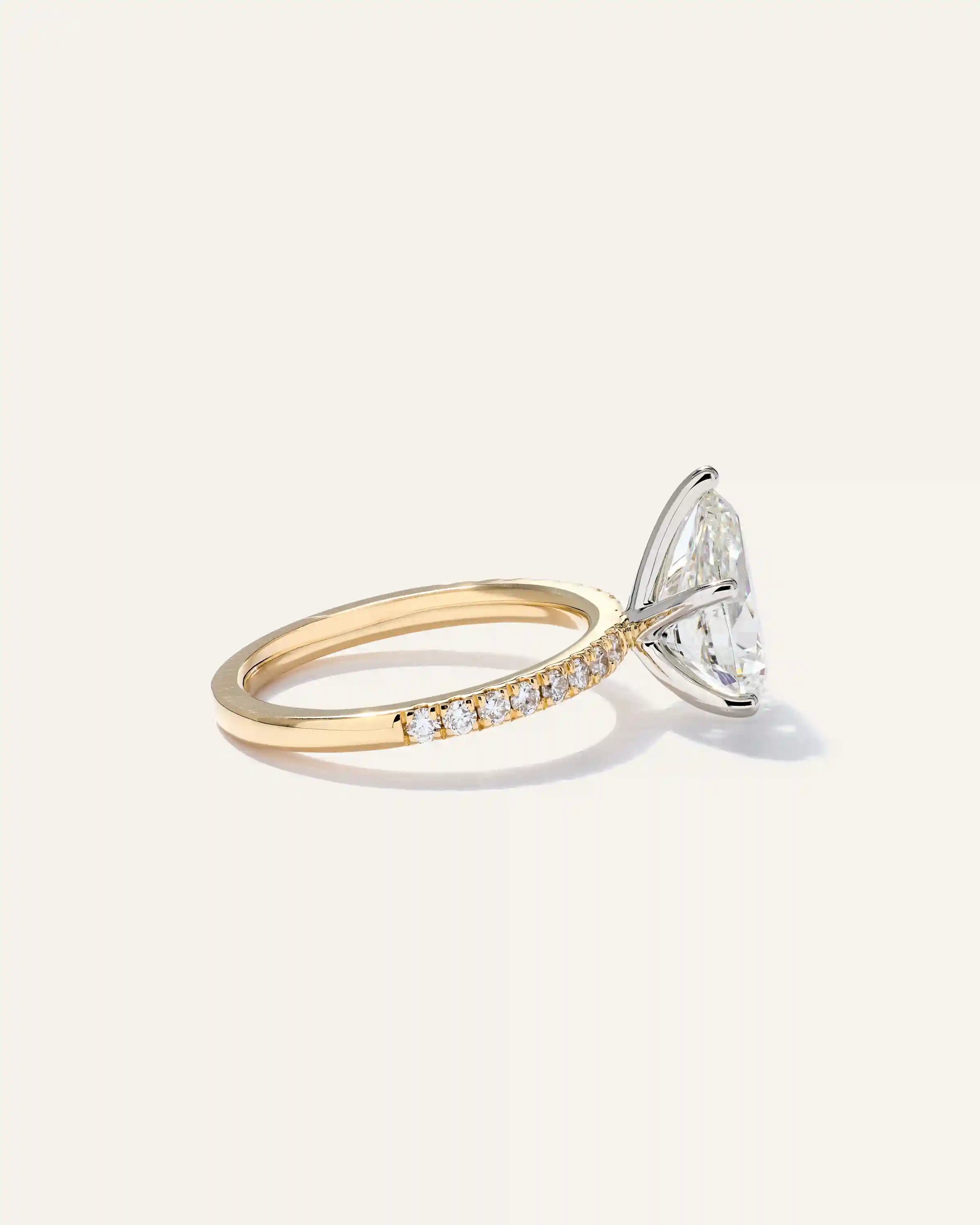 Lab Grown Diamond Pear Petite Pave Engagement Ring - 2.5ct