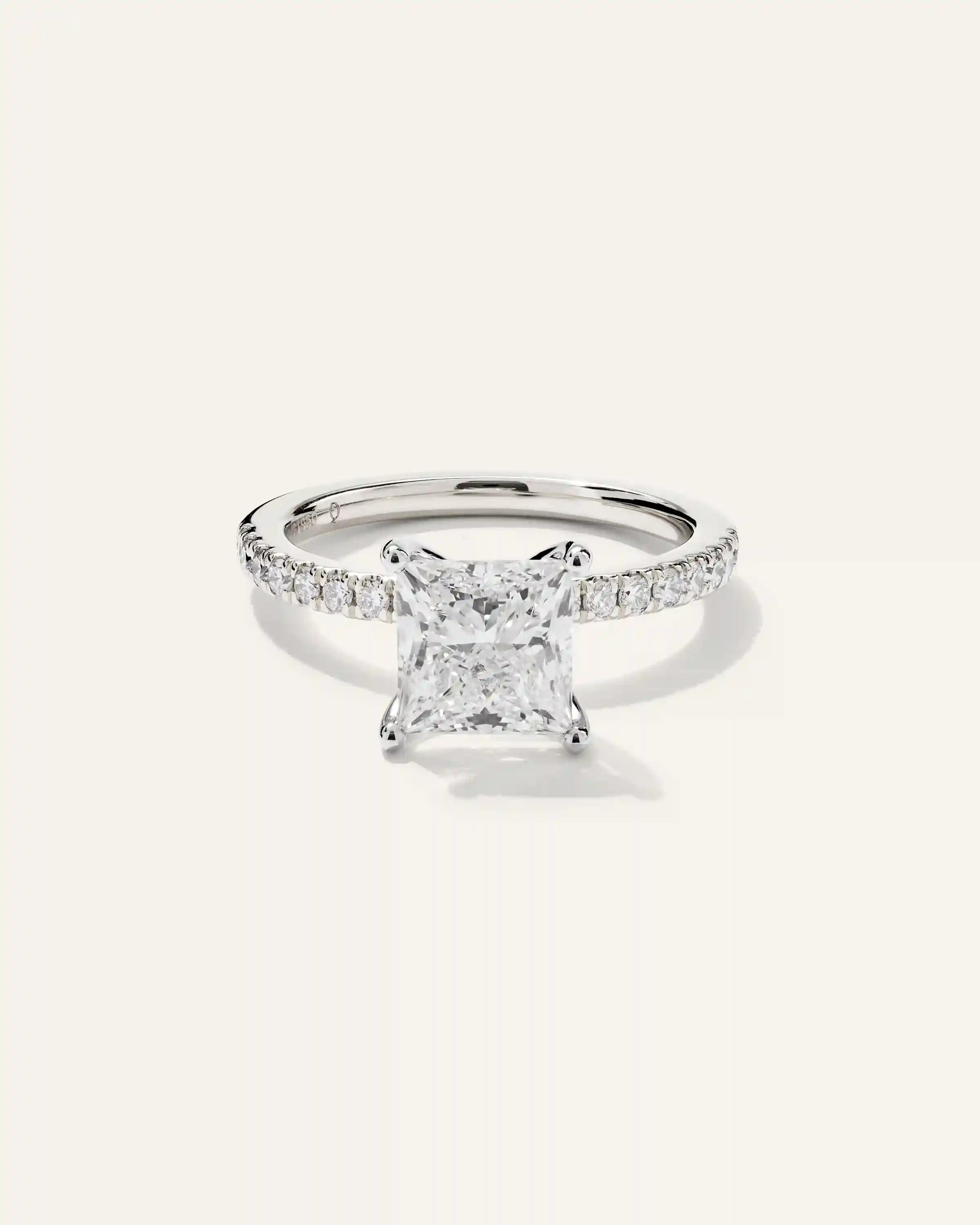 Lab Grown Diamond Princess Petite Pave Engagement Ring - 2.5ct