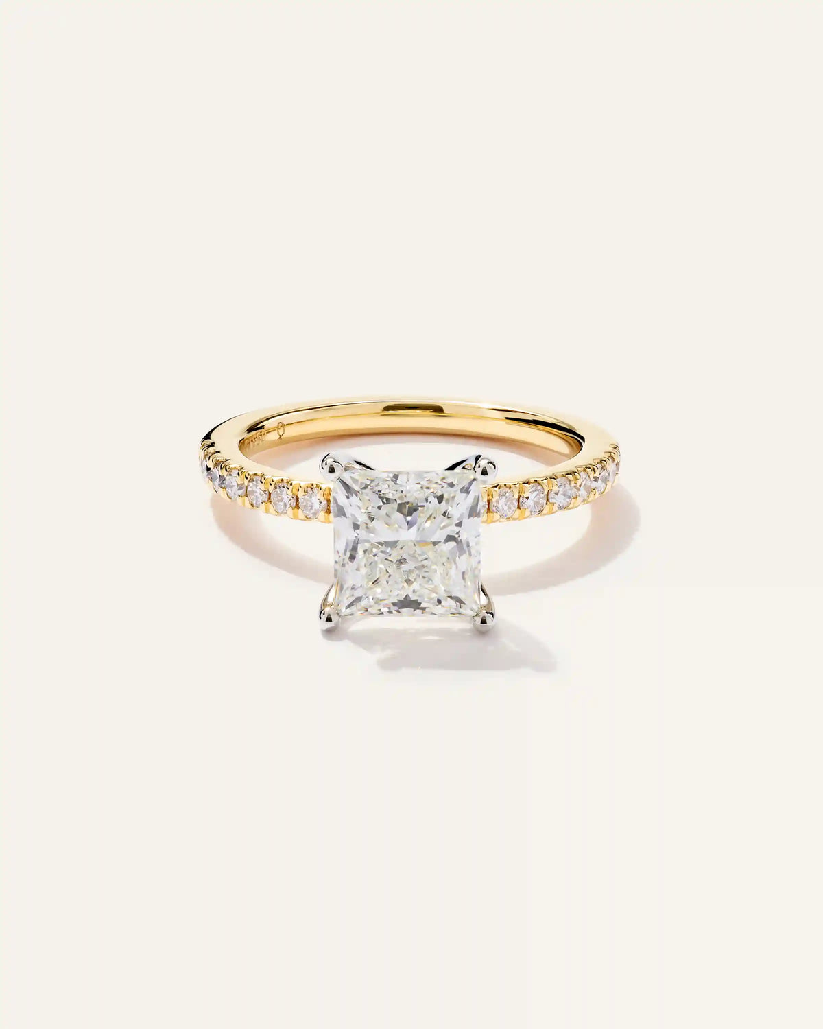 Lab Grown Diamond Princess Petite Pave Engagement Ring - 2.5ct
