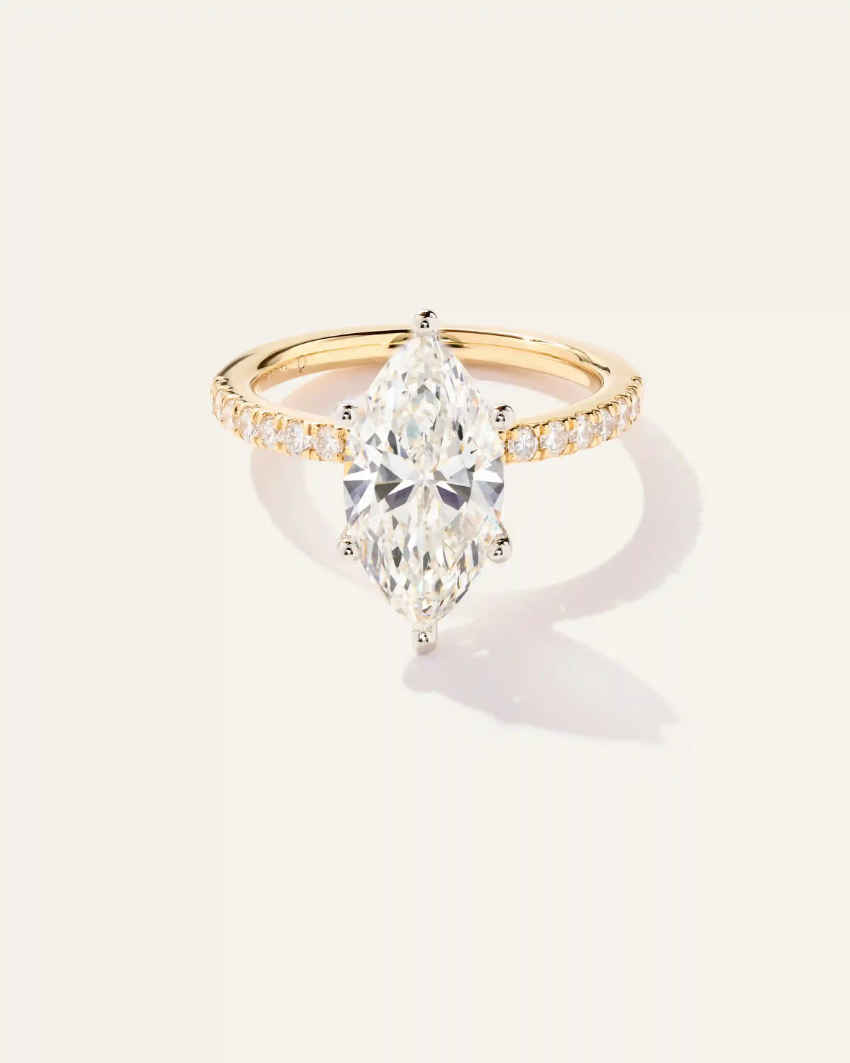 Lab Grown Diamond Marquise Petite Pave Engagement Ring - 3ct