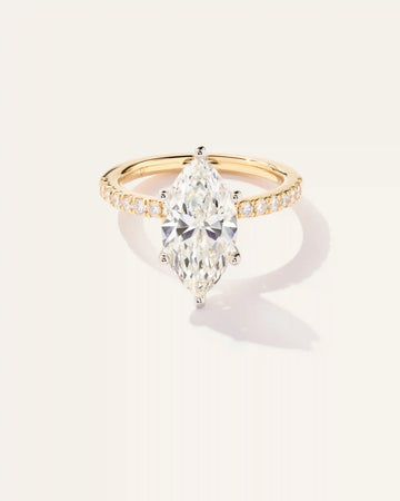Lab Grown Diamond Marquise Petite Pave Engagement Ring - 3ct