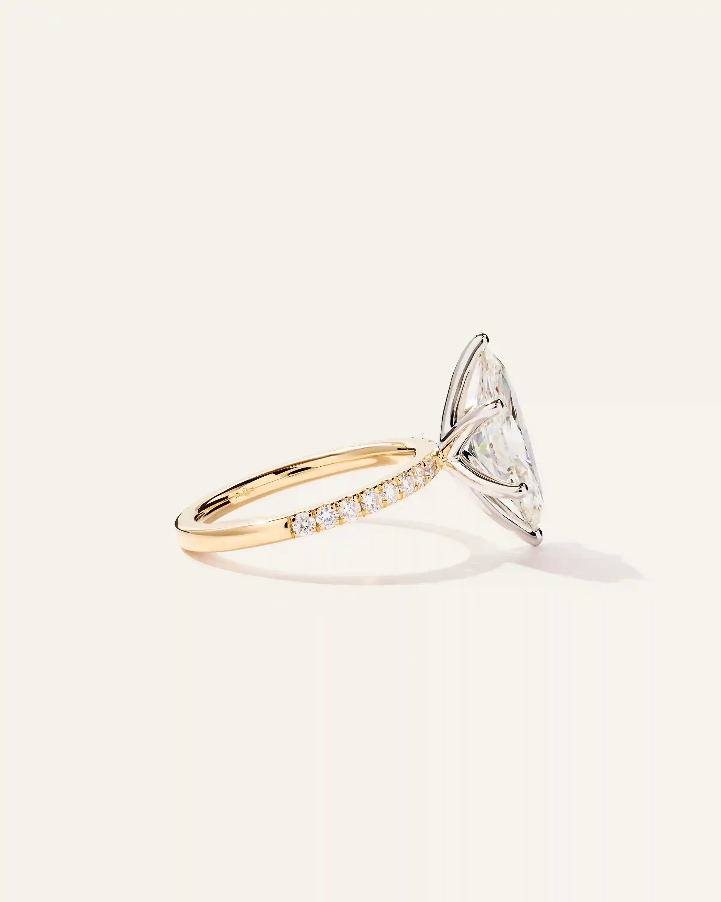 Lab Grown Diamond Marquise Petite Pave Engagement Ring - 3ct