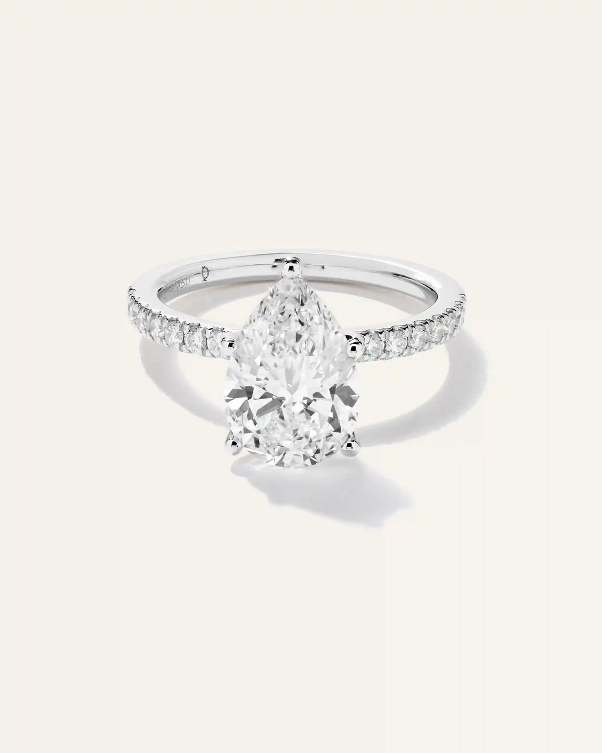 Lab Grown Diamond Pear Petite Pave Engagement Ring - 3ct