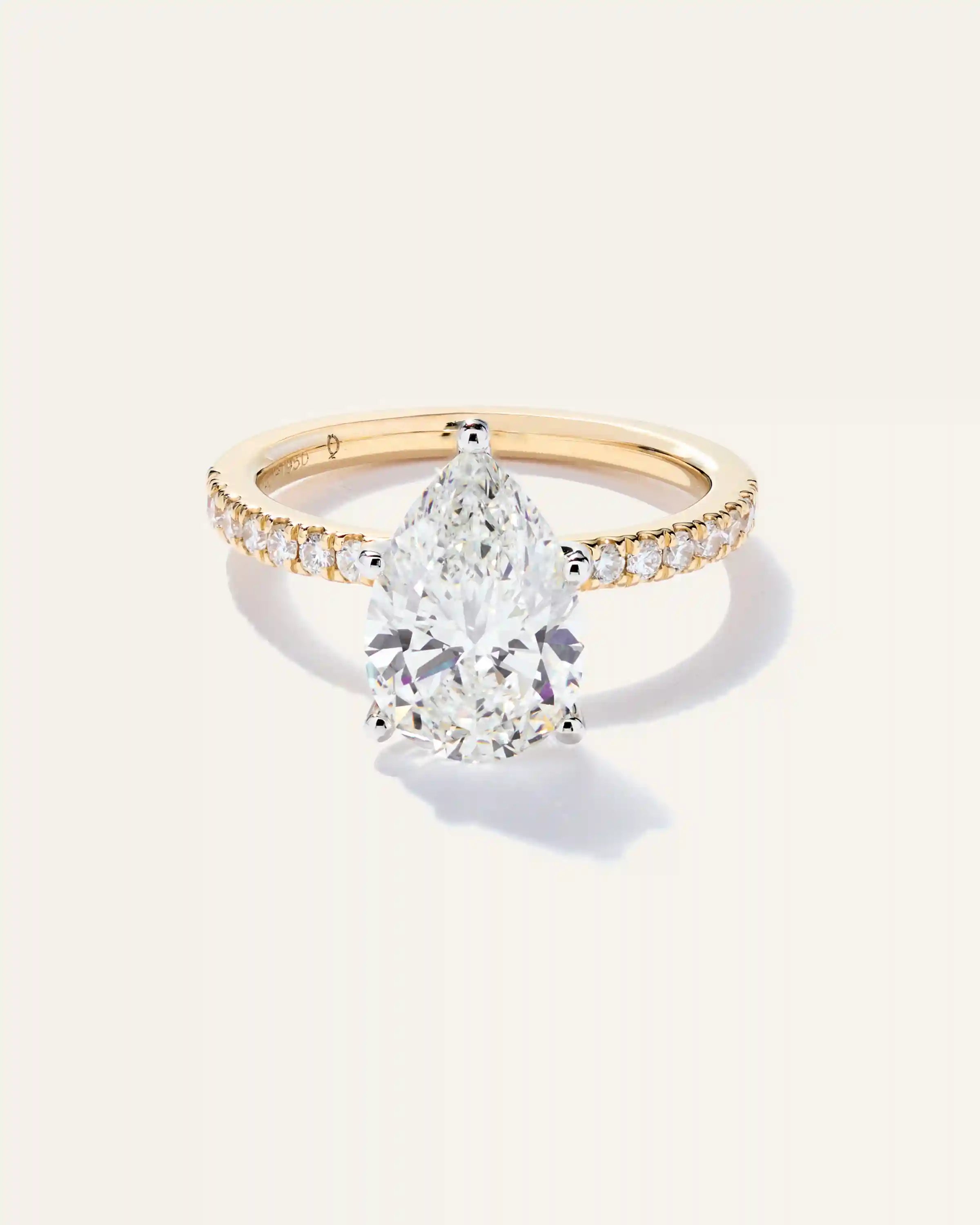 Lab Grown Diamond Pear Petite Pave Engagement Ring - 3ct