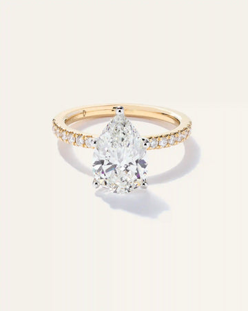 Lab Grown Diamond Pear Petite Pave Engagement Ring - 3ct