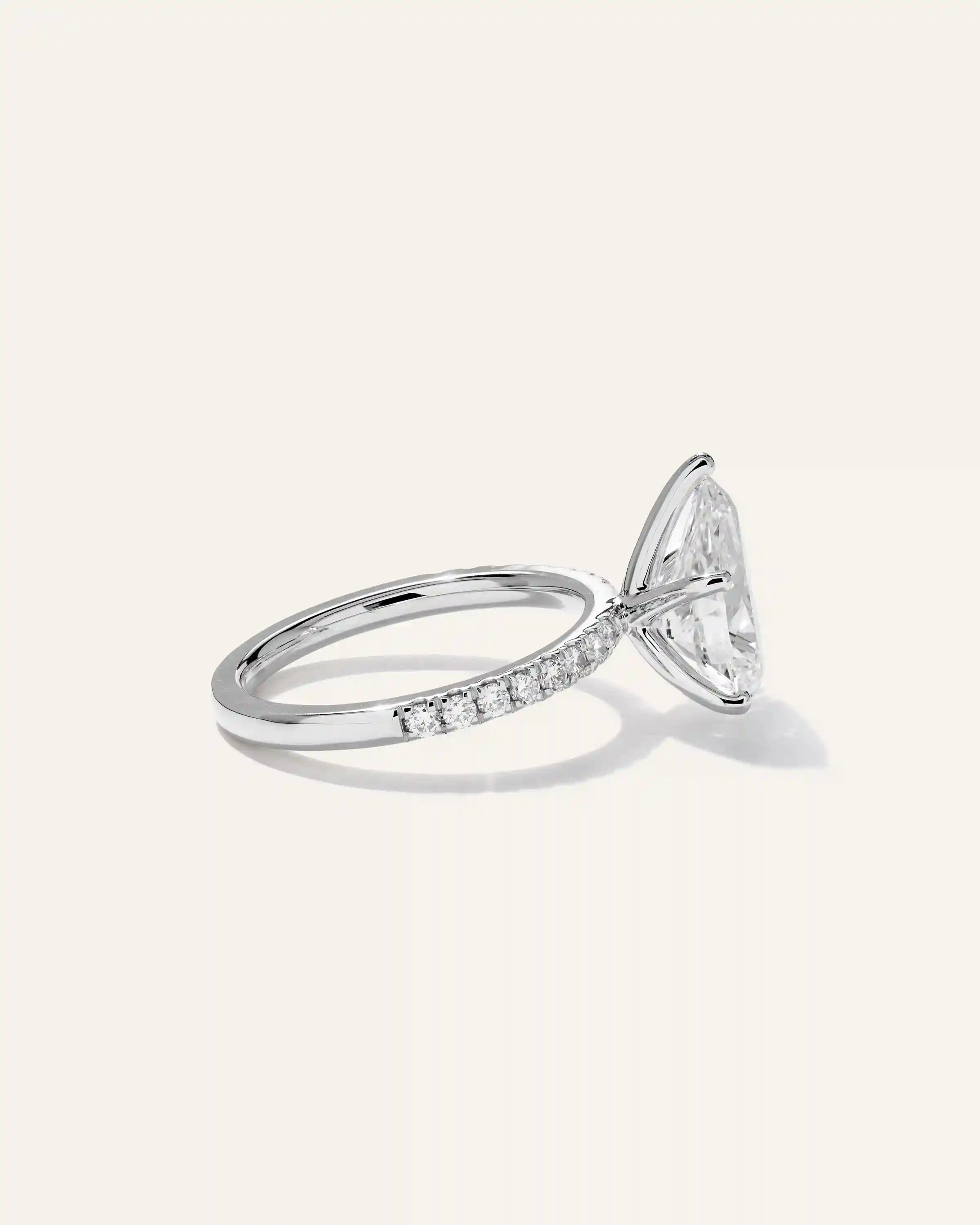 Lab Grown Diamond Pear Petite Pave Engagement Ring - 3ct