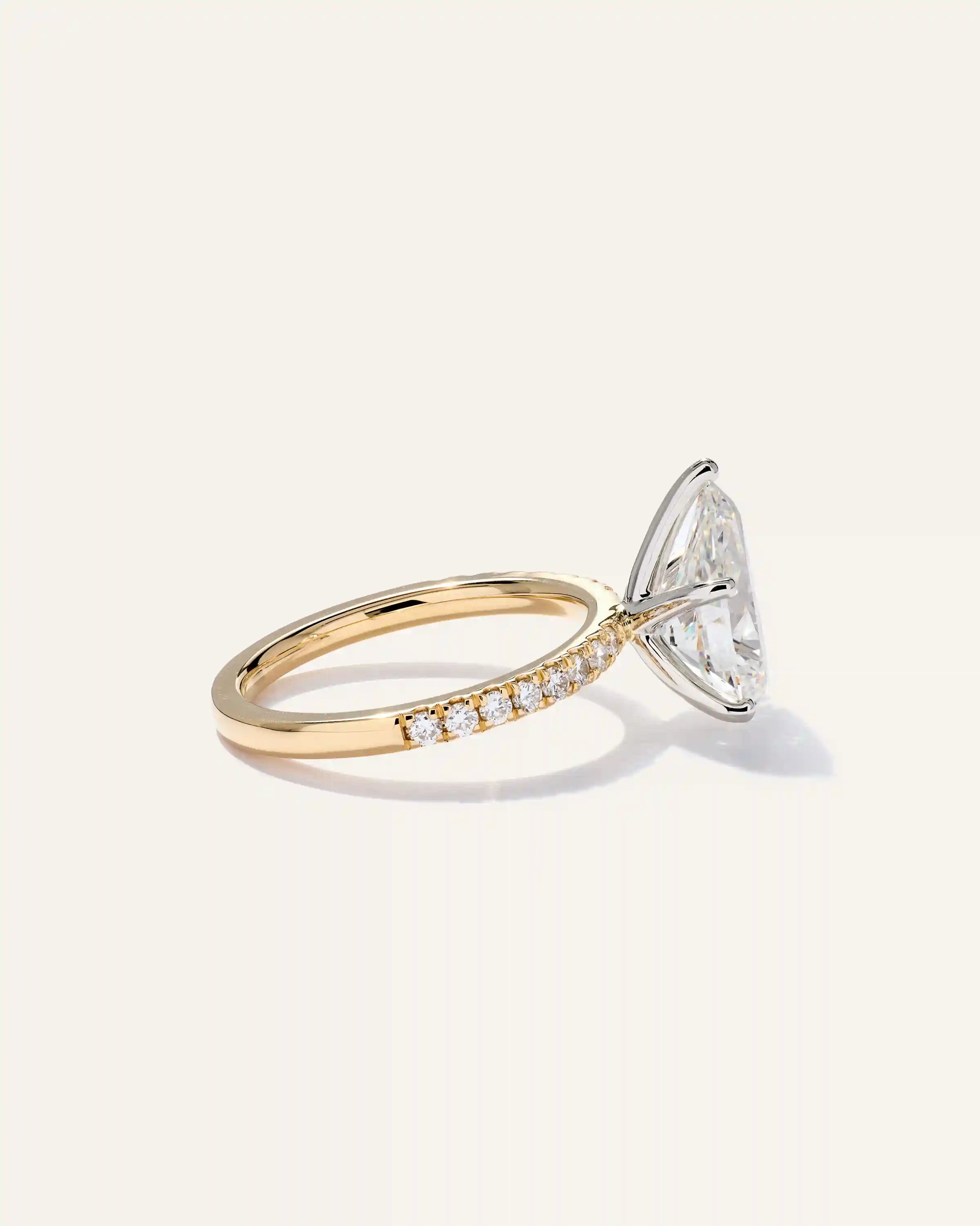 Lab Grown Diamond Pear Petite Pave Engagement Ring - 3ct
