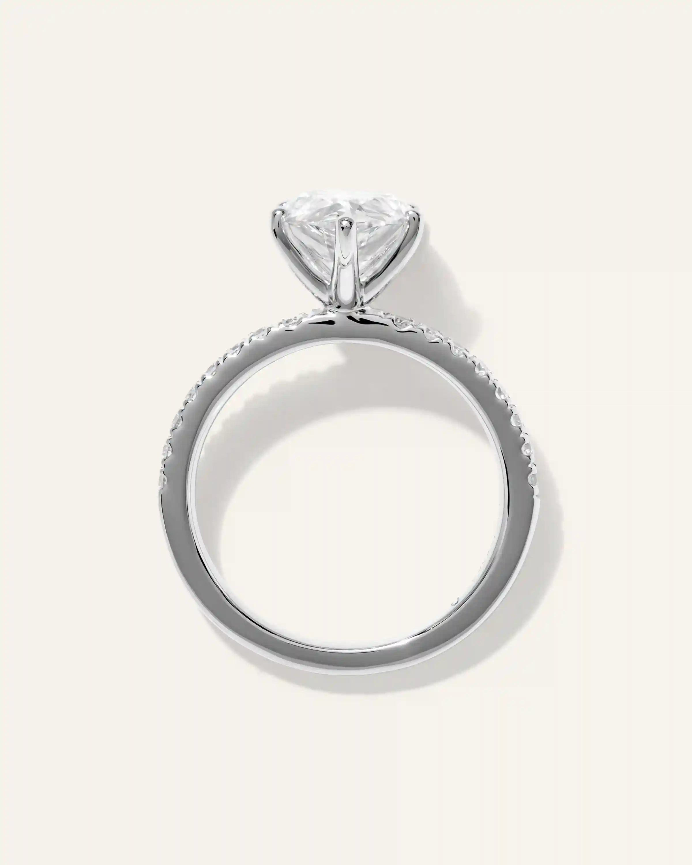 Lab Grown Diamond Pear Petite Pave Engagement Ring - 3ct