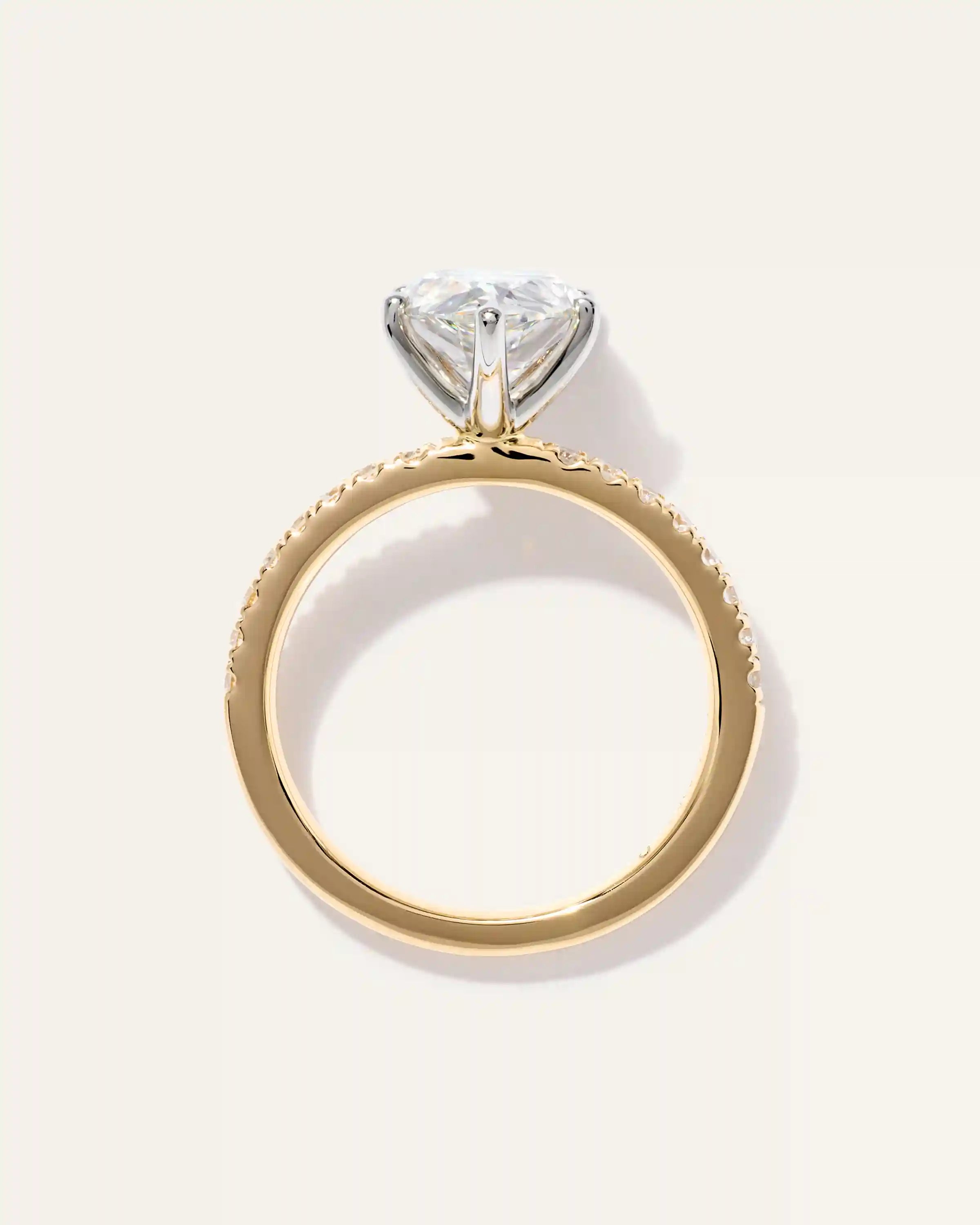 Lab Grown Diamond Pear Petite Pave Engagement Ring - 3ct