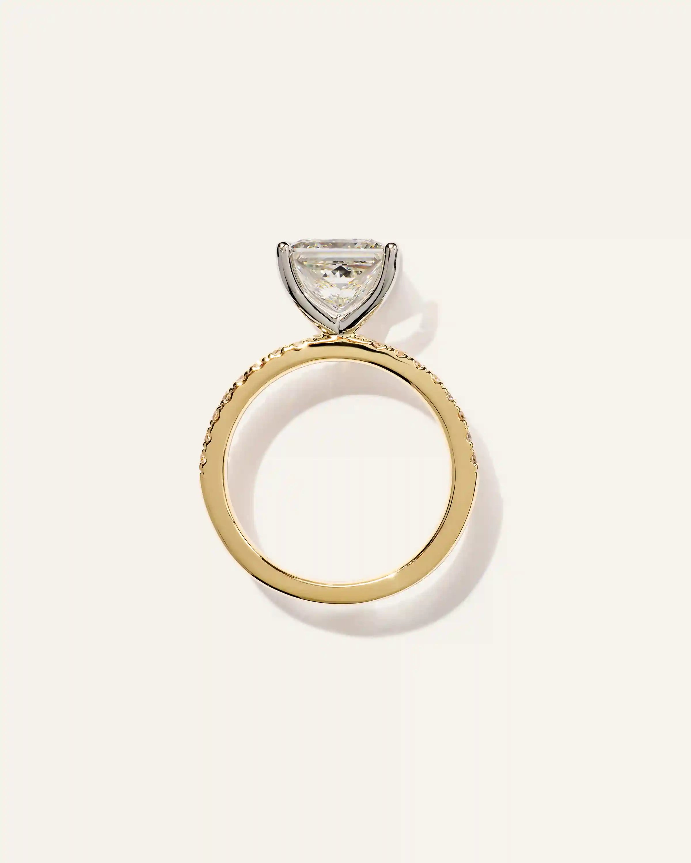 Lab Grown Diamond Princess Petite Pave Engagement Ring - 3ct