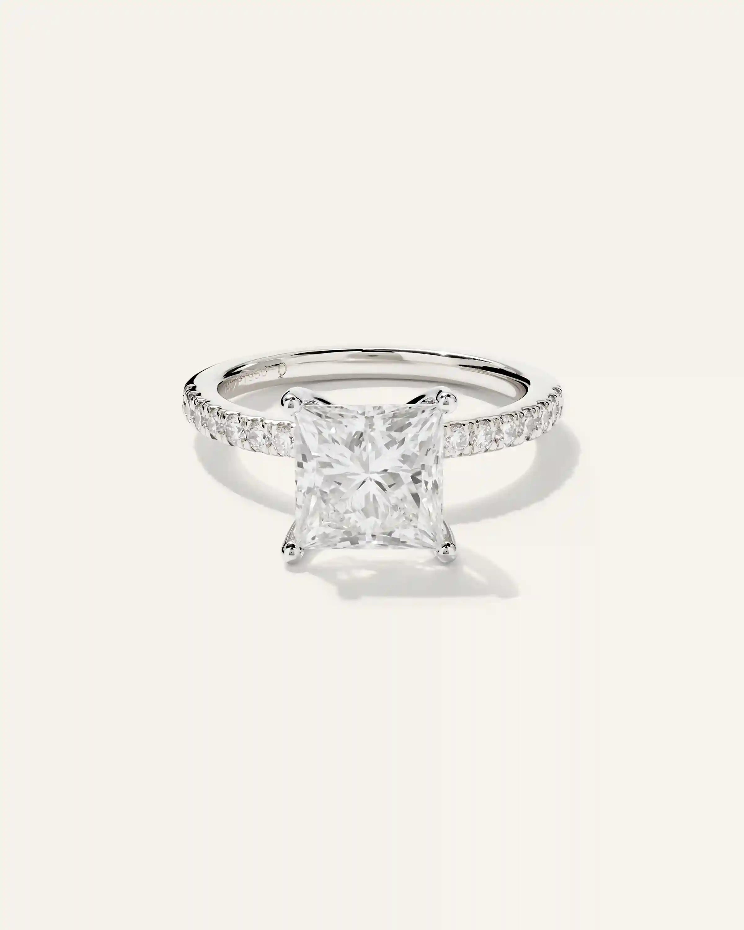 Lab Grown Diamond Princess Petite Pave Engagement Ring - 3ct