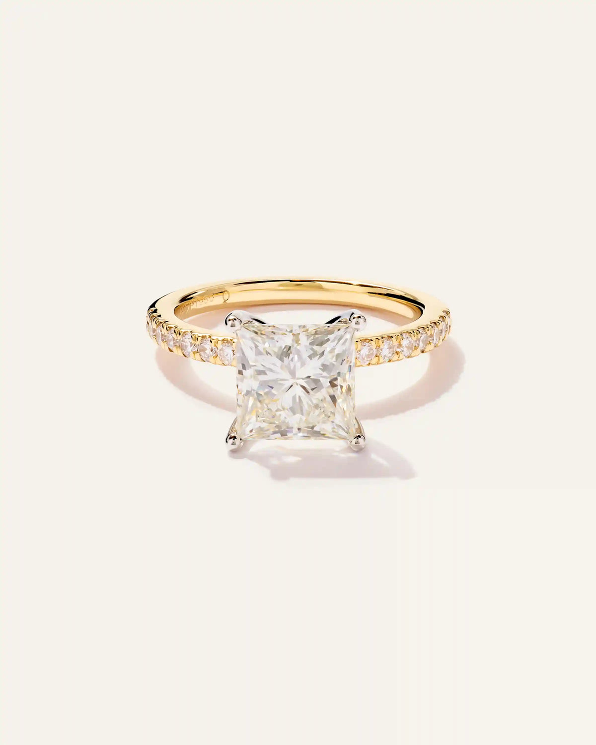 Lab Grown Diamond Princess Petite Pave Engagement Ring - 3ct