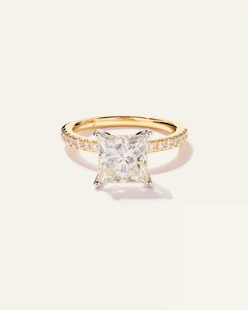 Lab Grown Diamond Princess Petite Pave Engagement Ring - 3ct
